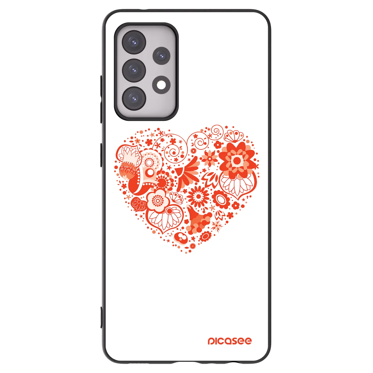 Picasee Samsung Galaxy A52 5G A525F Hülle - Schwarzes Silikon - Großes Herz