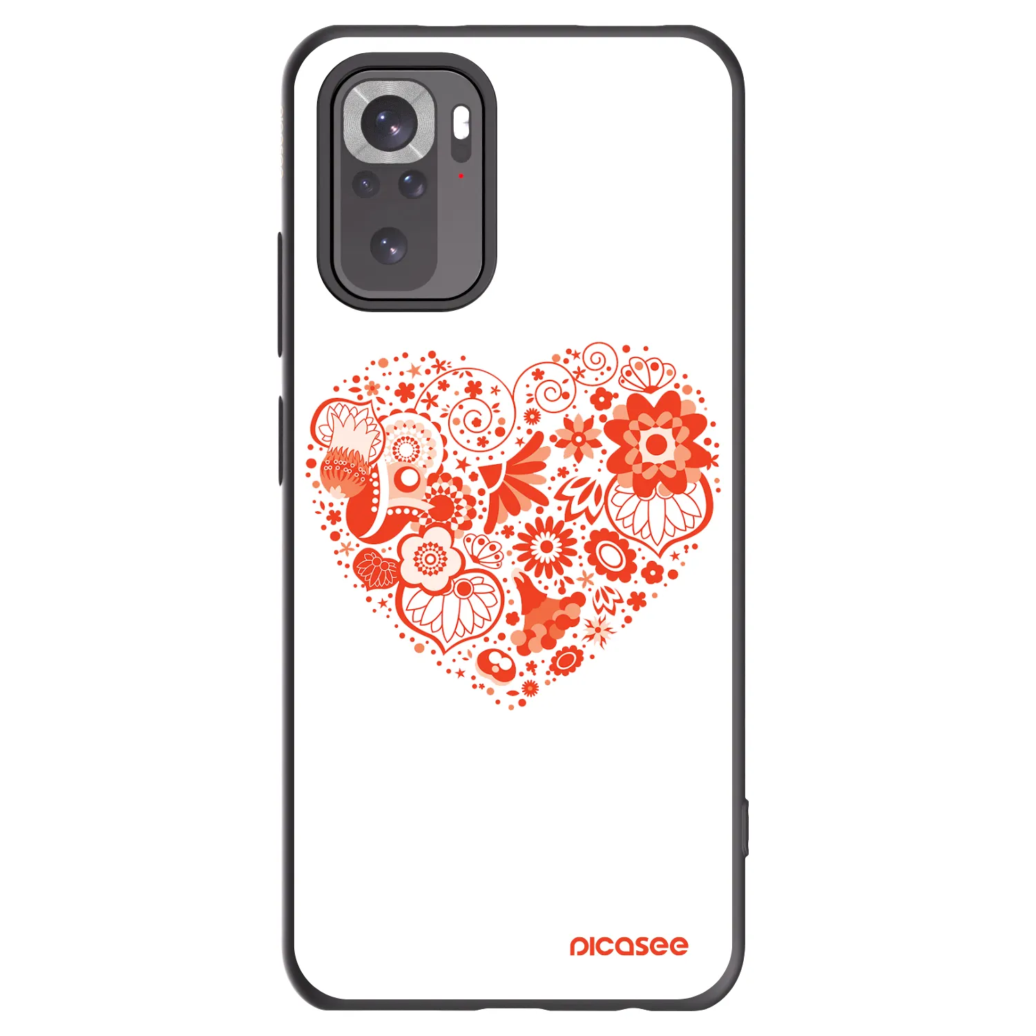 Picasee Xiaomi Redmi Note 10S Hülle - Schwarzes Silikon - Großes Herz