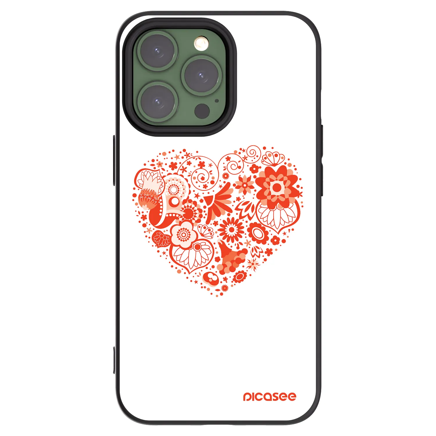 Picasee Apple iPhone 13 Pro Hülle - Schwarzes Silikon - Großes Herz