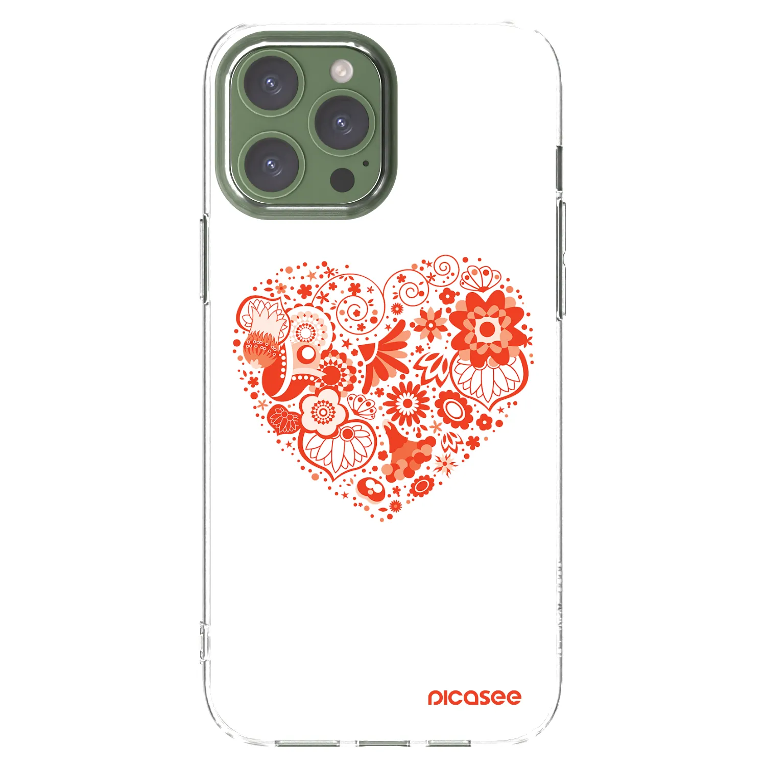 Picasee Apple iPhone 13 Pro Max Hülle - Transparentes Silikon - Großes Herz