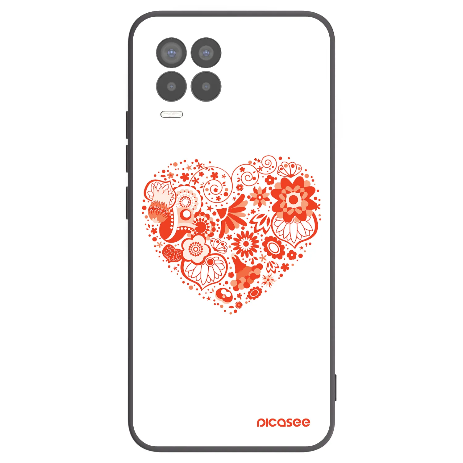 Picasee Realme 8 4G Hülle - Schwarzes Silikon - Großes Herz