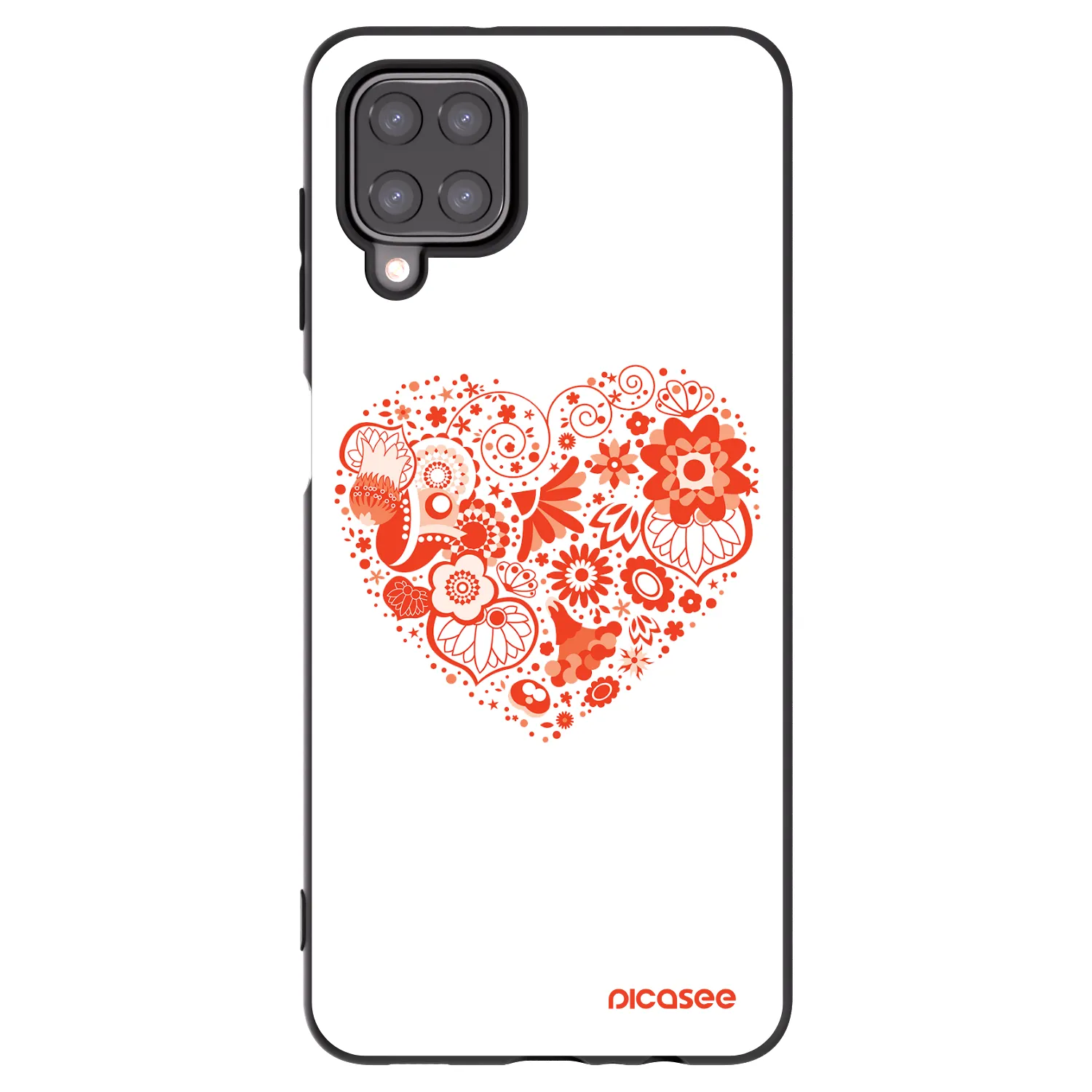 Picasee Samsung Galaxy M12 M127F Hülle - Schwarzes Silikon - Großes Herz