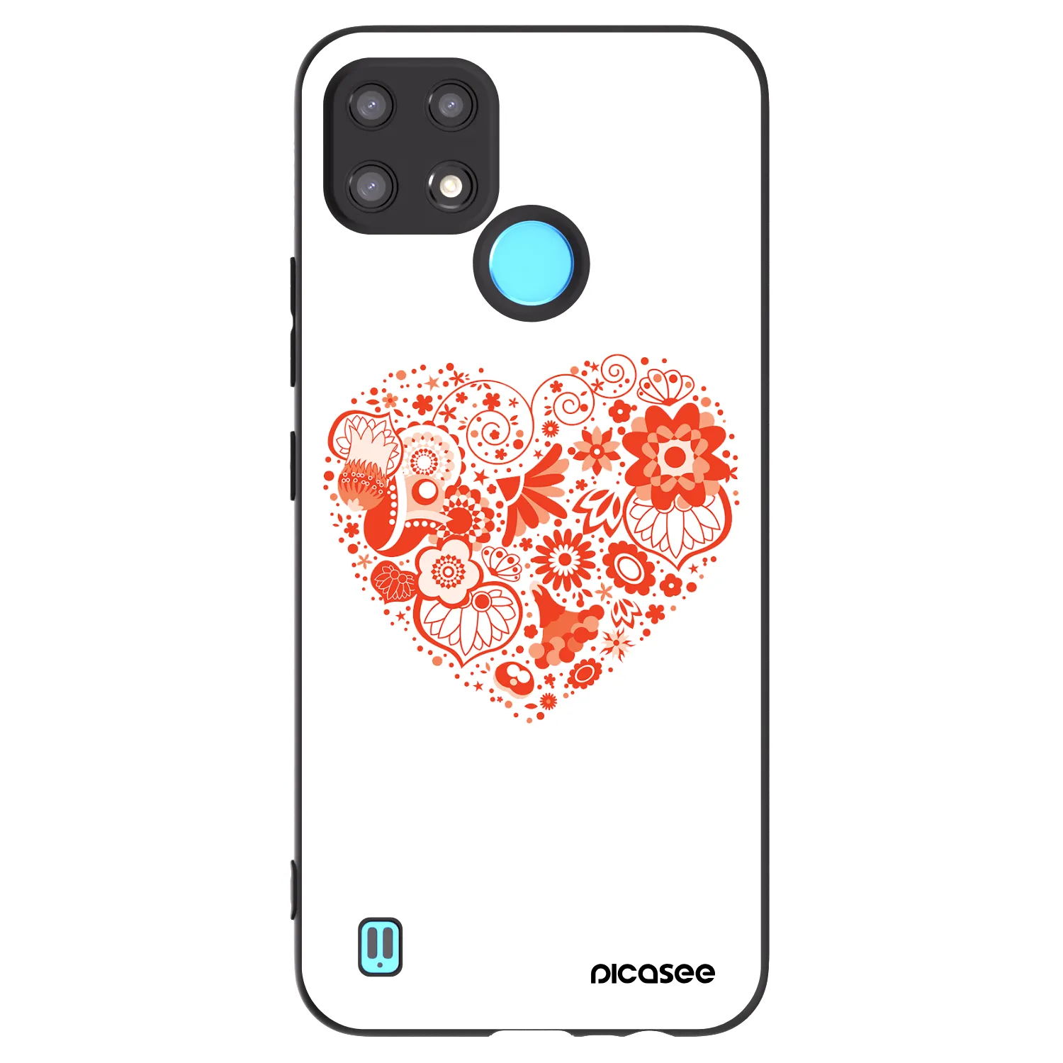 Picasee Realme C21 Hülle - Schwarzes Silikon - Großes Herz