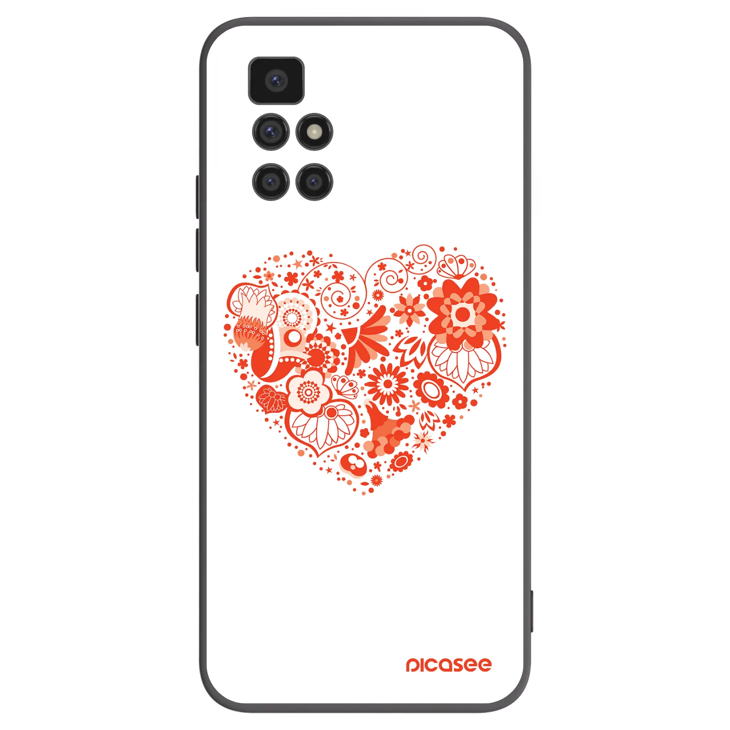Picasee Xiaomi Redmi 10 Hülle - Schwarzes Silikon - Großes Herz