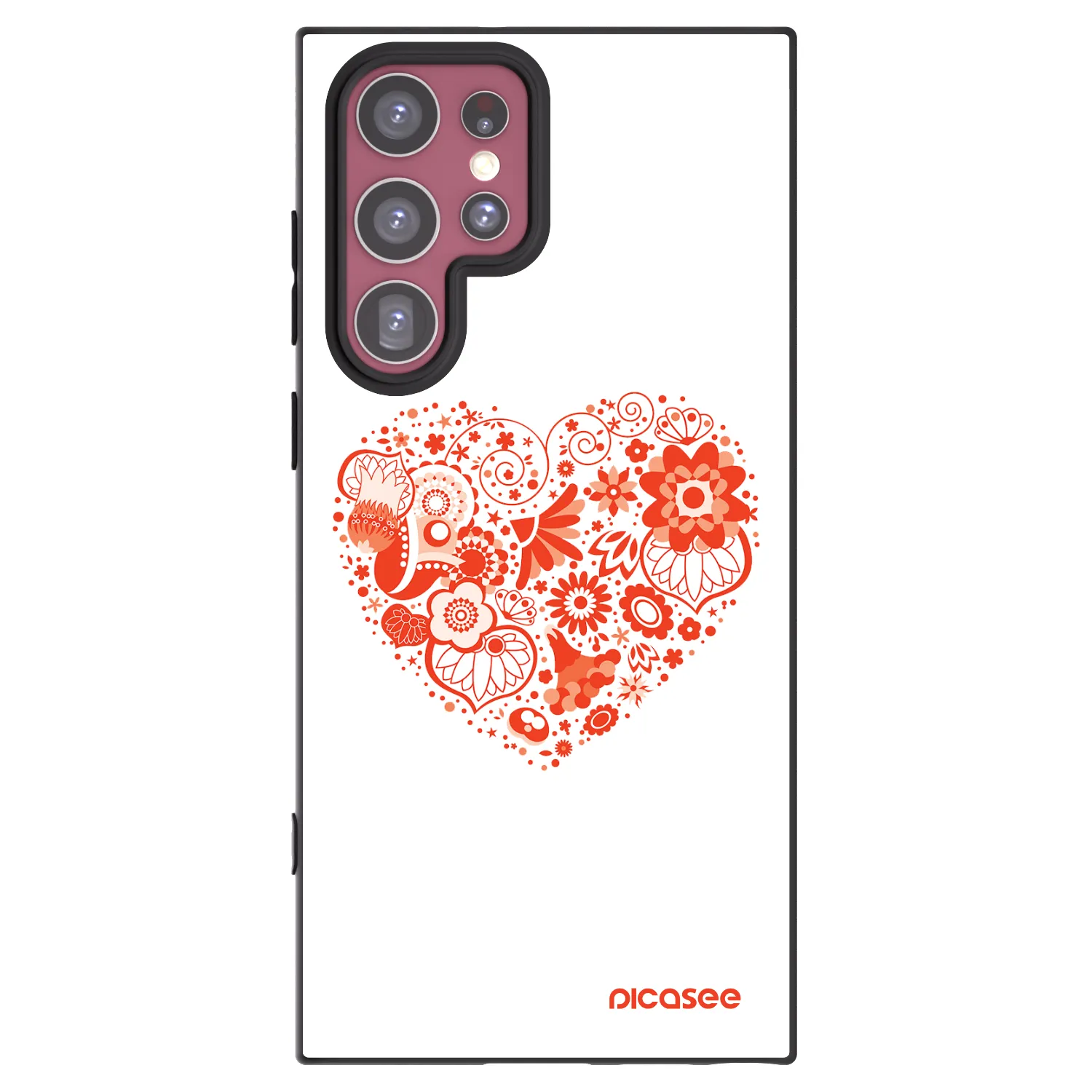 Picasee Samsung Galaxy S22 Ultra 5G Hülle - Schwarzes Silikon - Großes Herz
