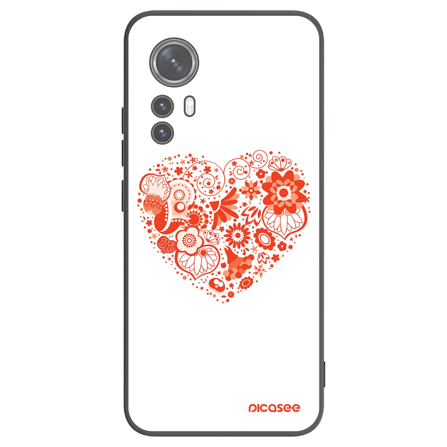 Picasee Xiaomi 12 Hülle - Schwarzes Silikon - Großes Herz