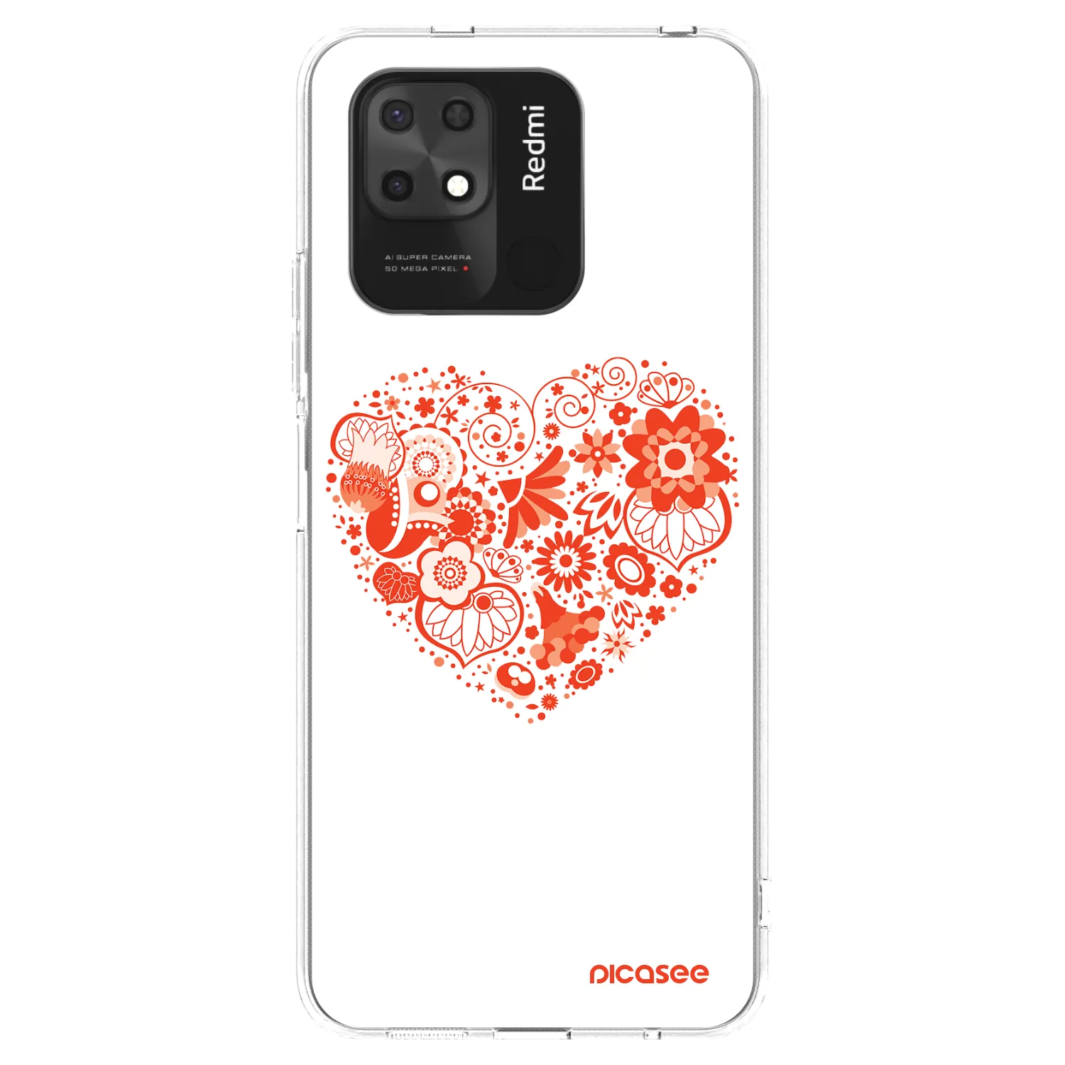 Picasee Xiaomi Redmi 10C Hülle - Transparentes Silikon - Großes Herz