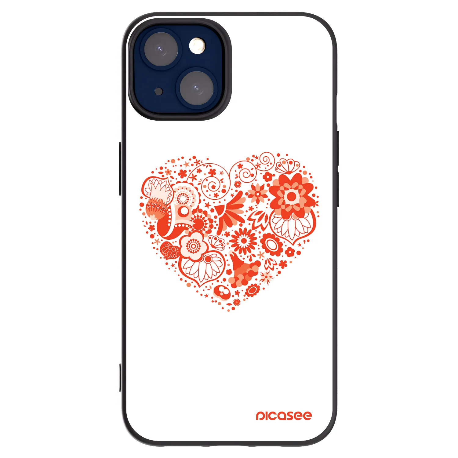 Picasee Apple iPhone 14 Hülle - Schwarzes Silikon - Großes Herz