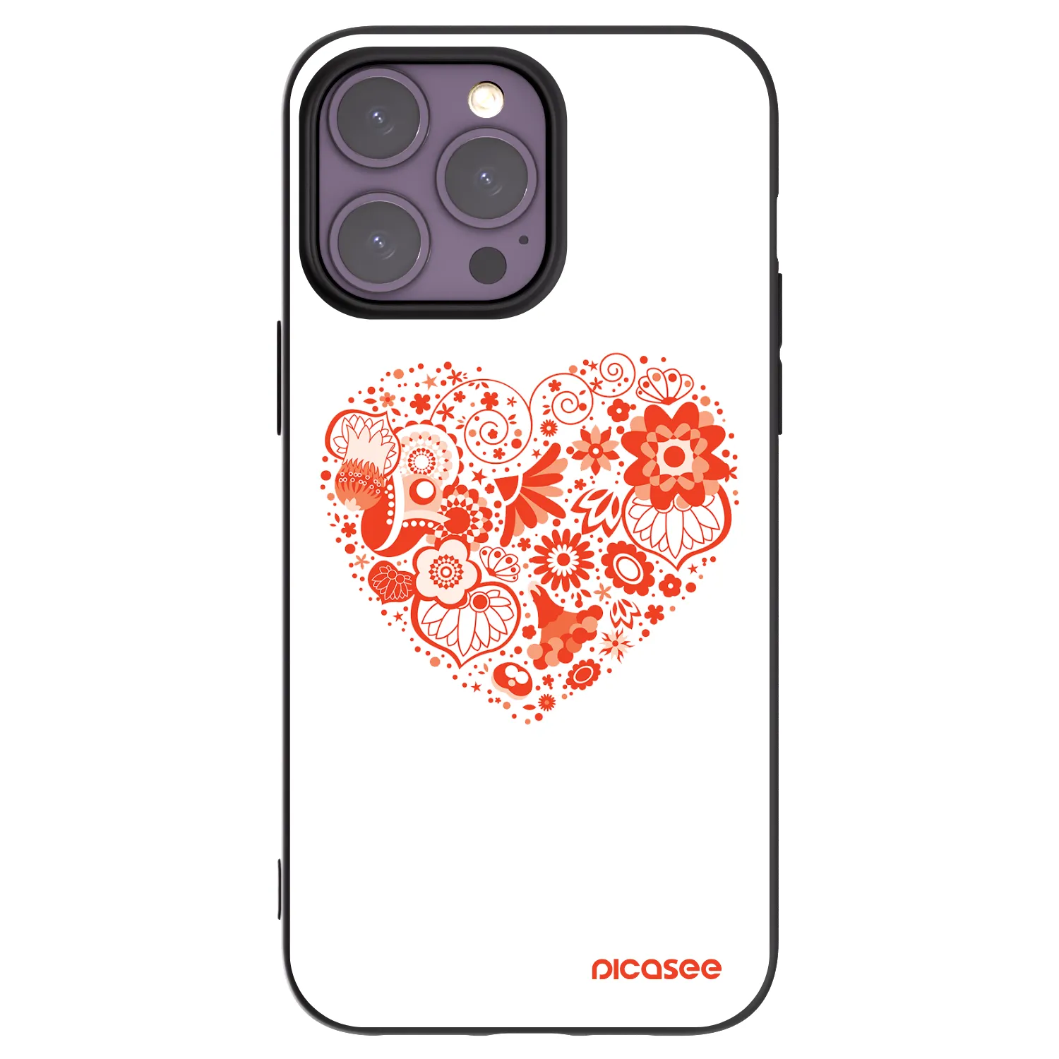 Picasee Apple iPhone 14 Pro Max Hülle - Schwarzes Silikon - Großes Herz
