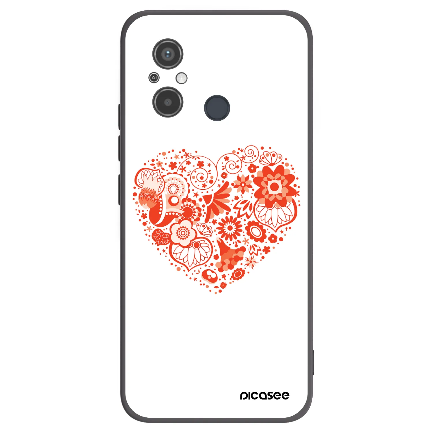 Picasee Xiaomi Redmi 12C Hülle - Schwarzes Silikon - Großes Herz