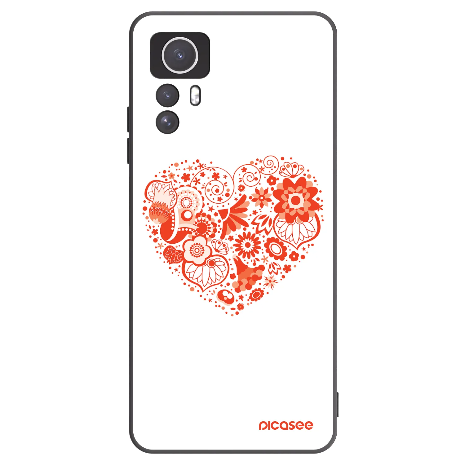 Picasee Xiaomi Redmi Note 12S Hülle - Schwarzes Silikon - Großes Herz