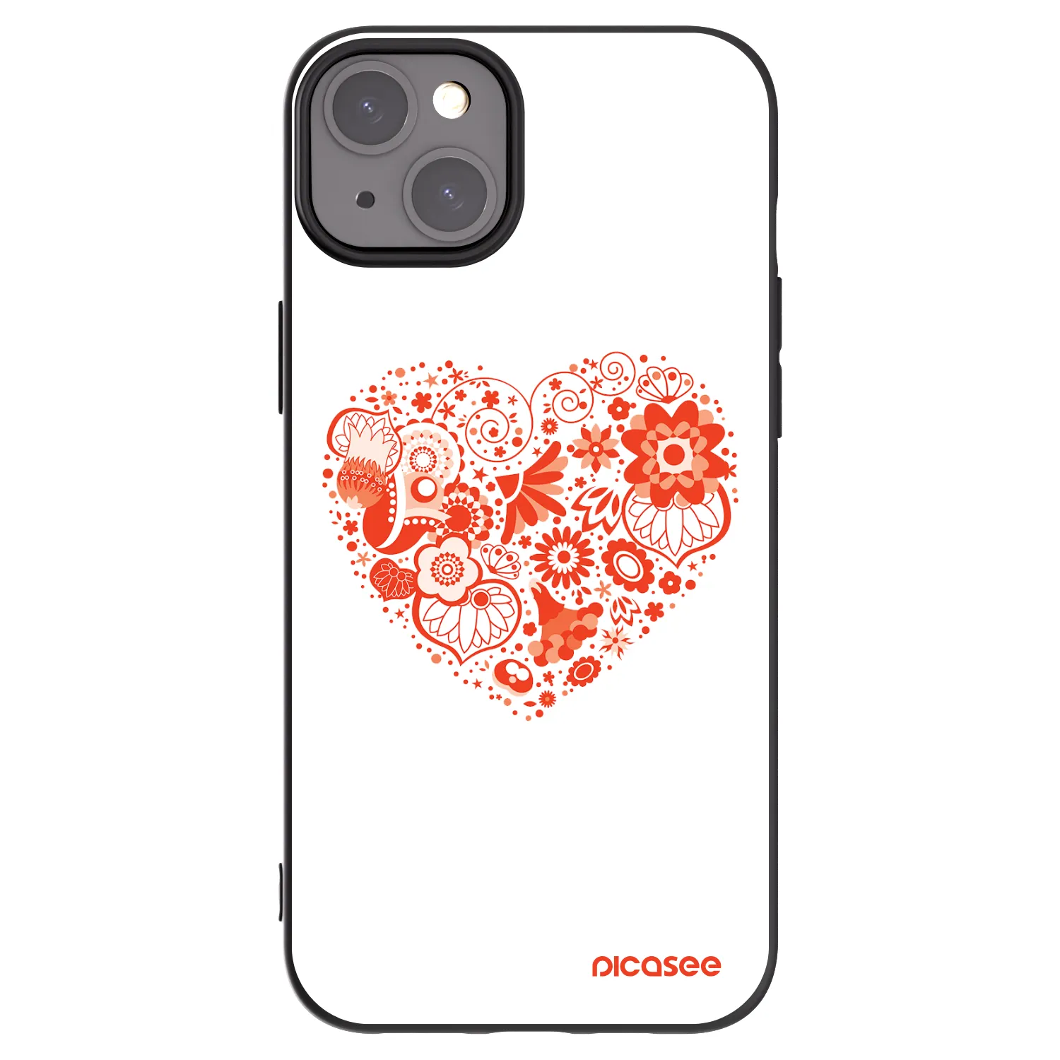 Picasee Apple iPhone 15 Plus Hülle - Schwarzes Silikon - Großes Herz