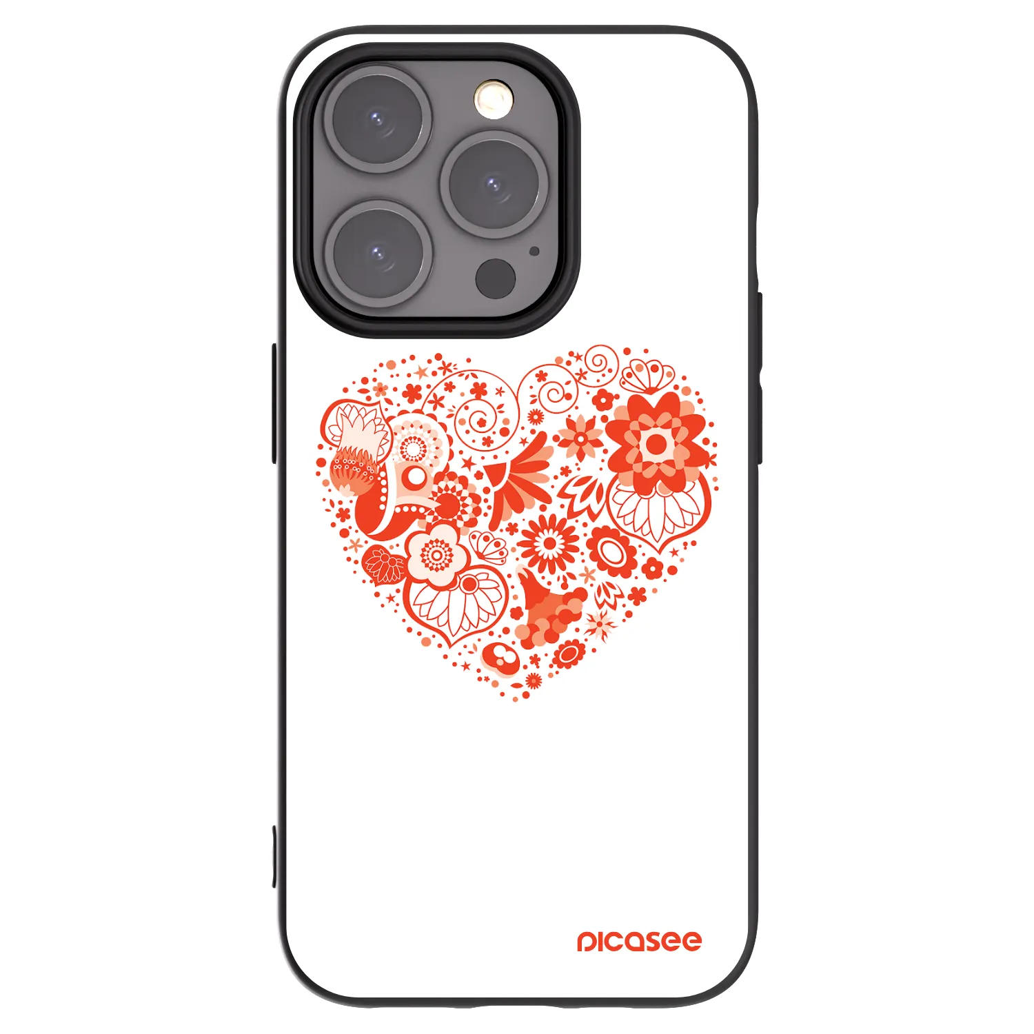 Picasee Apple iPhone 15 Pro Hülle - Schwarzes Silikon - Großes Herz