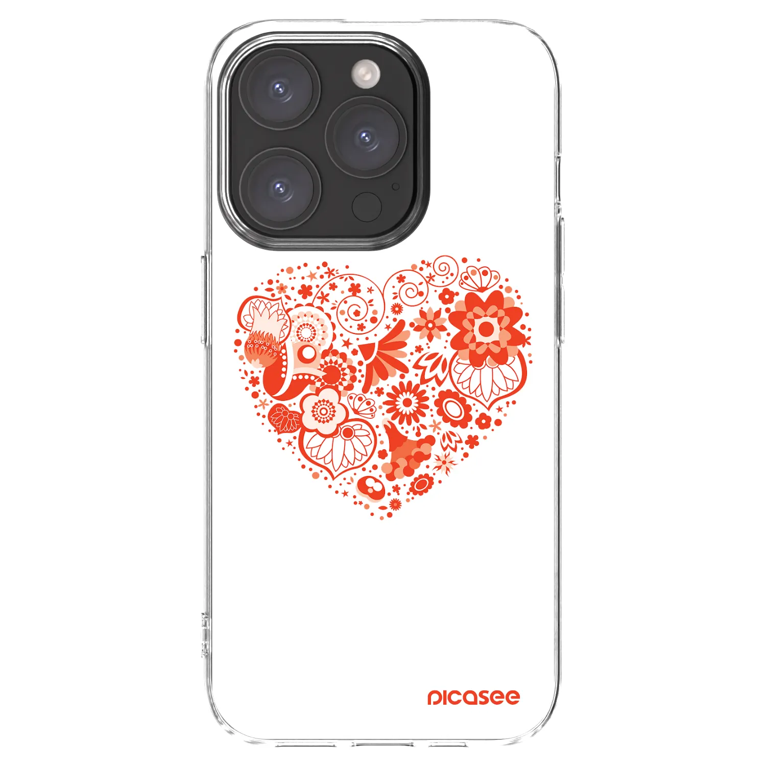 Picasee Apple iPhone 15 Pro Hülle - Transparentes Silikon - Großes Herz