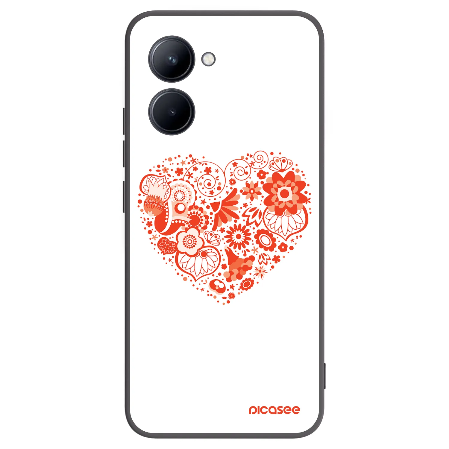 Picasee Realme C33 (2023) Hülle - Schwarzes Silikon - Großes Herz