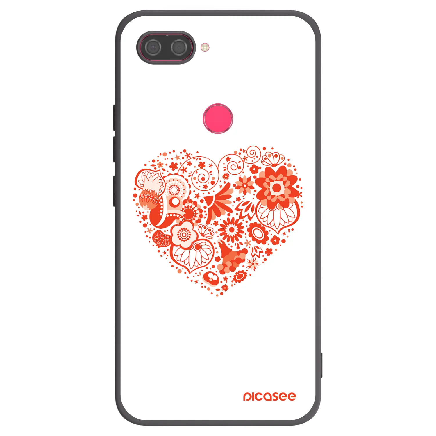 Picasee Xiaomi Mi 8 Lite Hülle - Schwarzes Silikon - Großes Herz