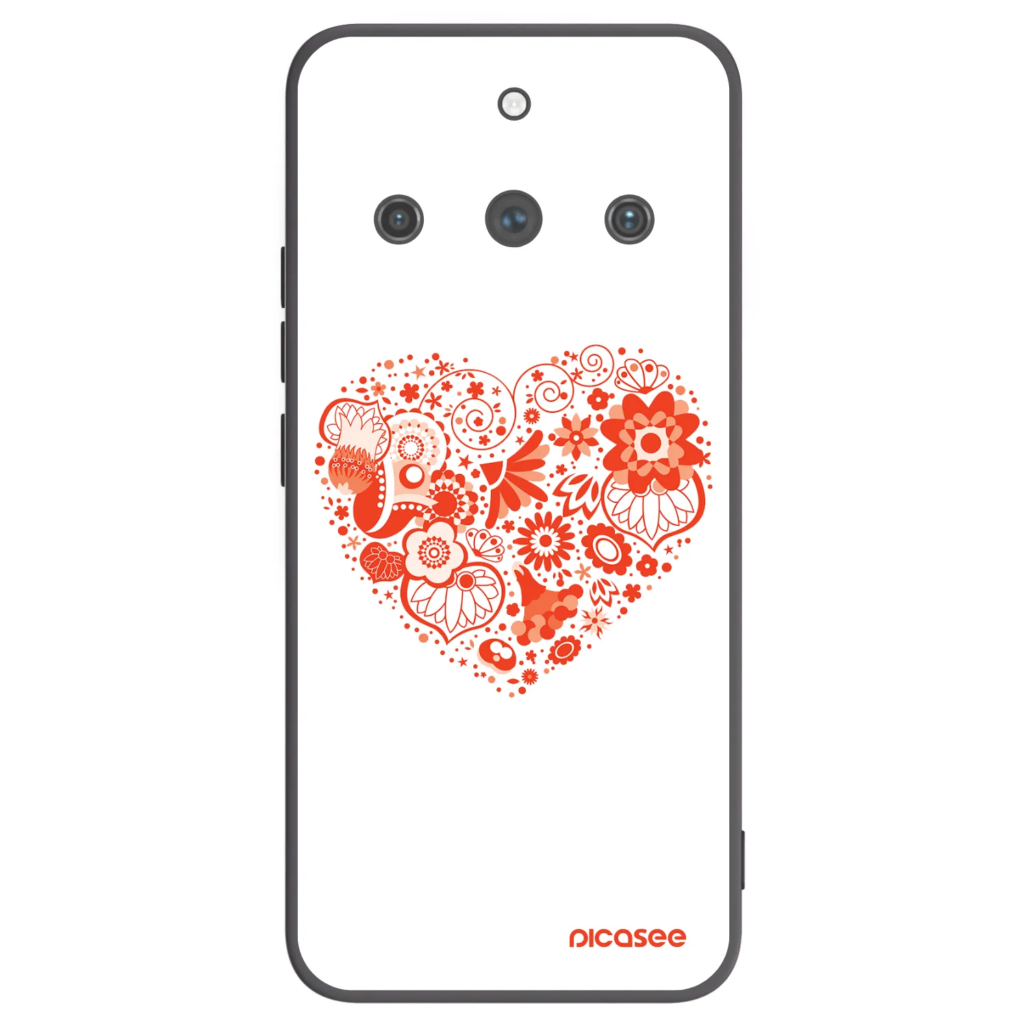 Picasee Realme 11 Pro+ Hülle - Schwarzes Silikon - Großes Herz