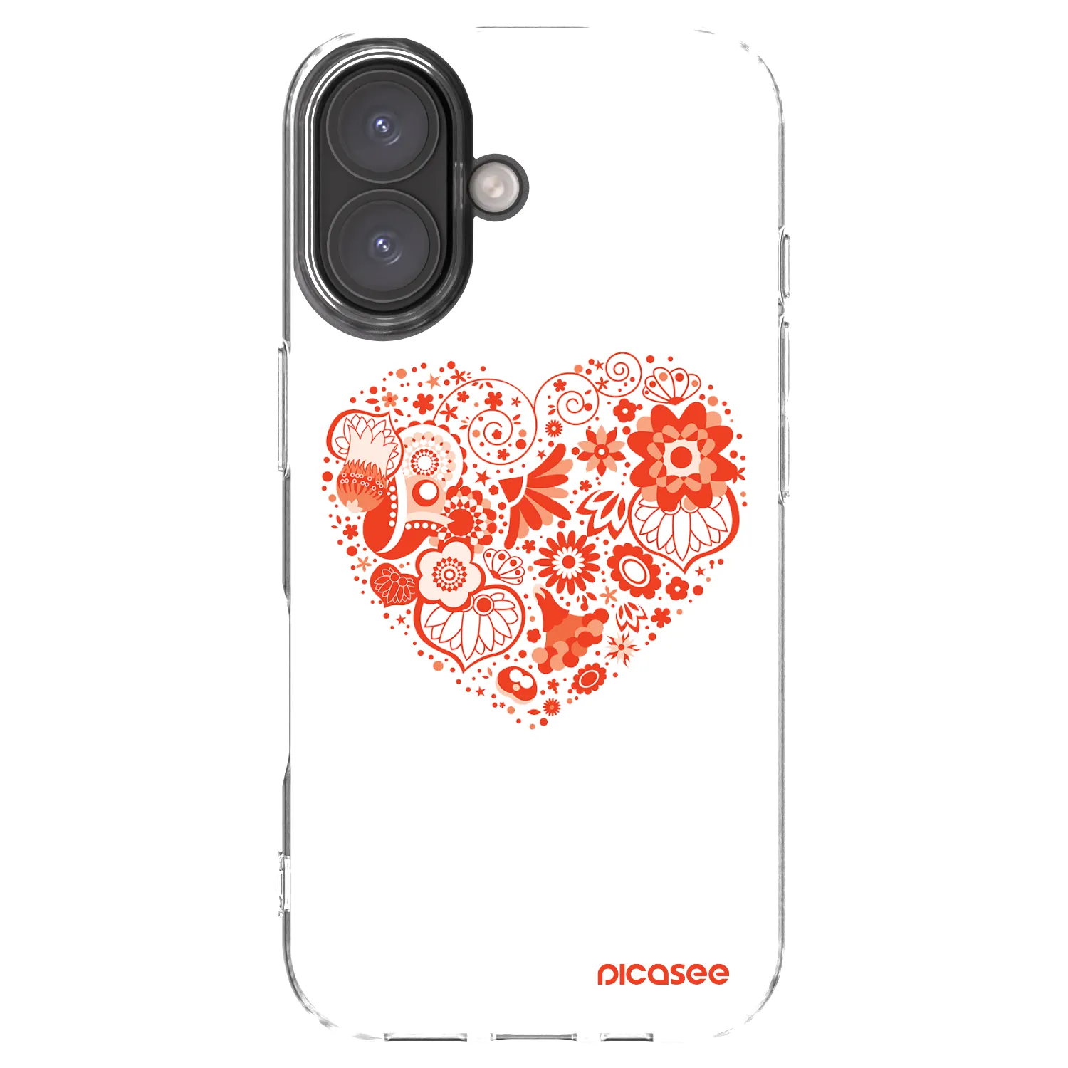 Picasee Apple iPhone 16 Hülle - Transparentes Silikon - Großes Herz