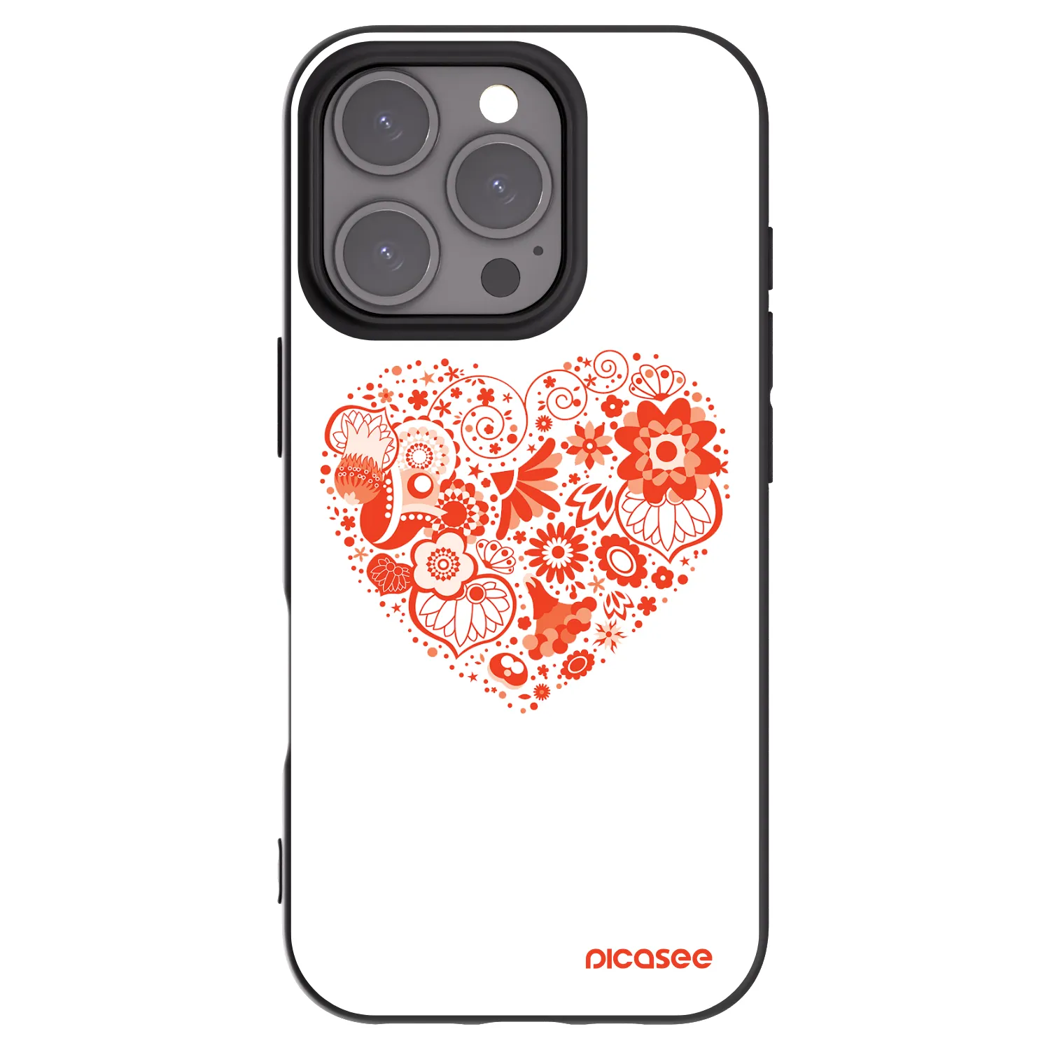 Picasee Apple iPhone 16 Pro Hülle - Schwarzes Silikon - Großes Herz