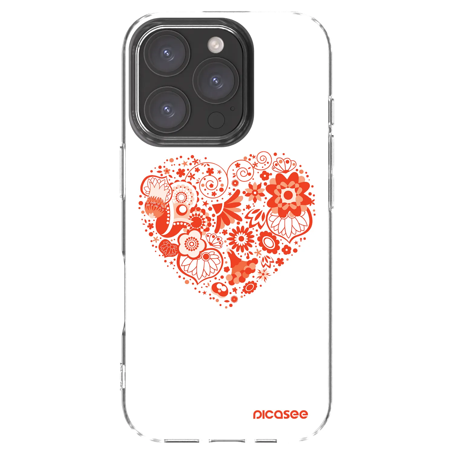 Picasee Apple iPhone 16 Pro Hülle - Transparentes Silikon - Großes Herz