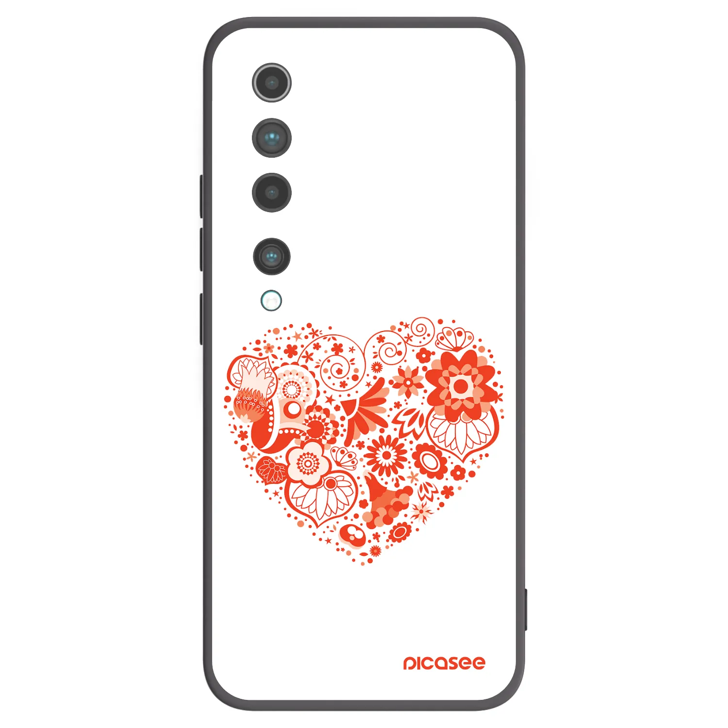 Picasee Xiaomi Mi 10 Hülle - Schwarzes Silikon - Großes Herz