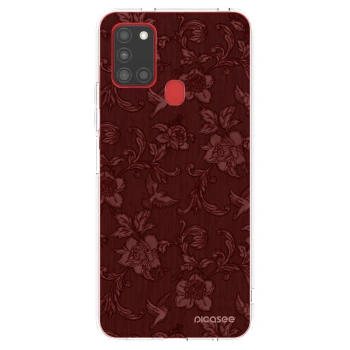 Picasee Samsung Galaxy A21s Hülle - Transparentes Silikon - Red Elegance