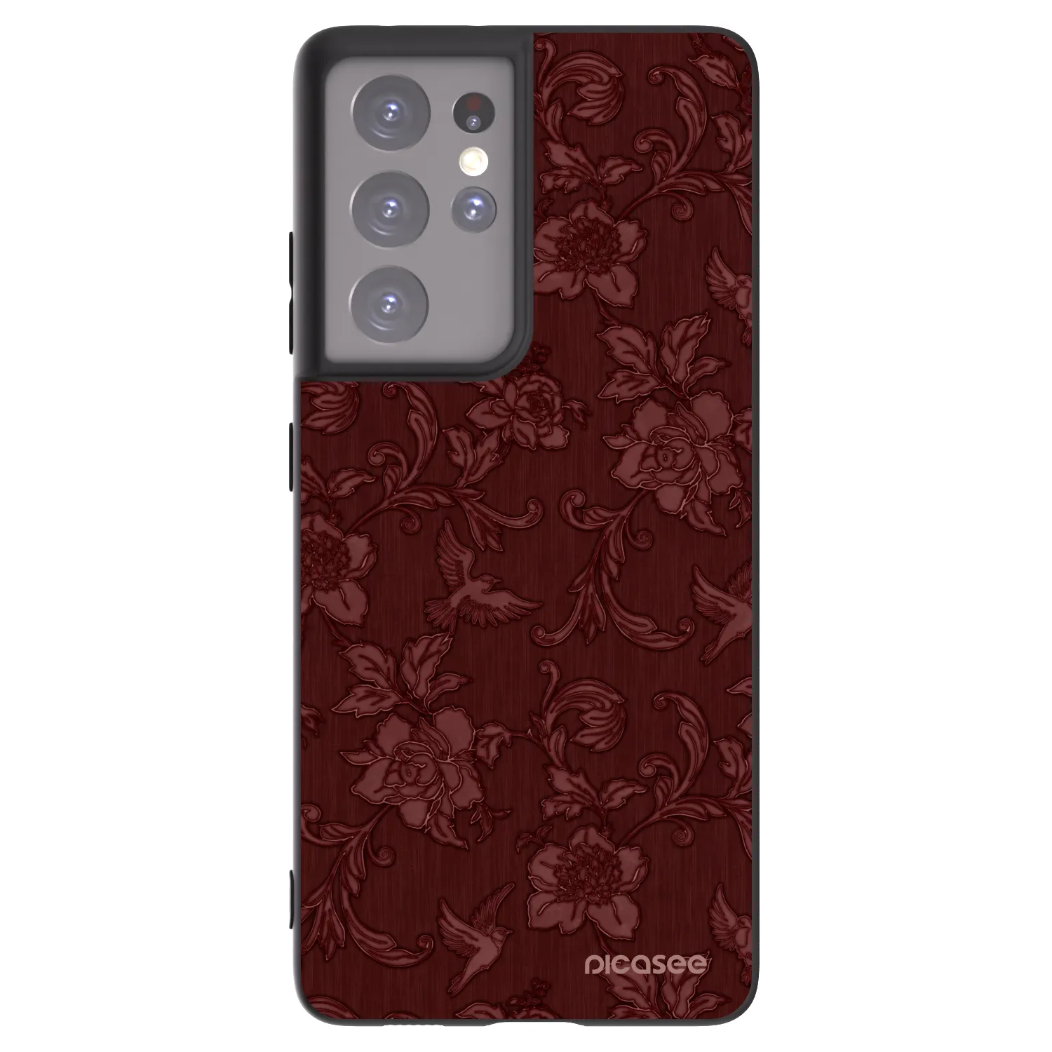 Picasee Samsung Galaxy S21 Ultra 5G G998B Hülle - Schwarzes Silikon - Red Elegance