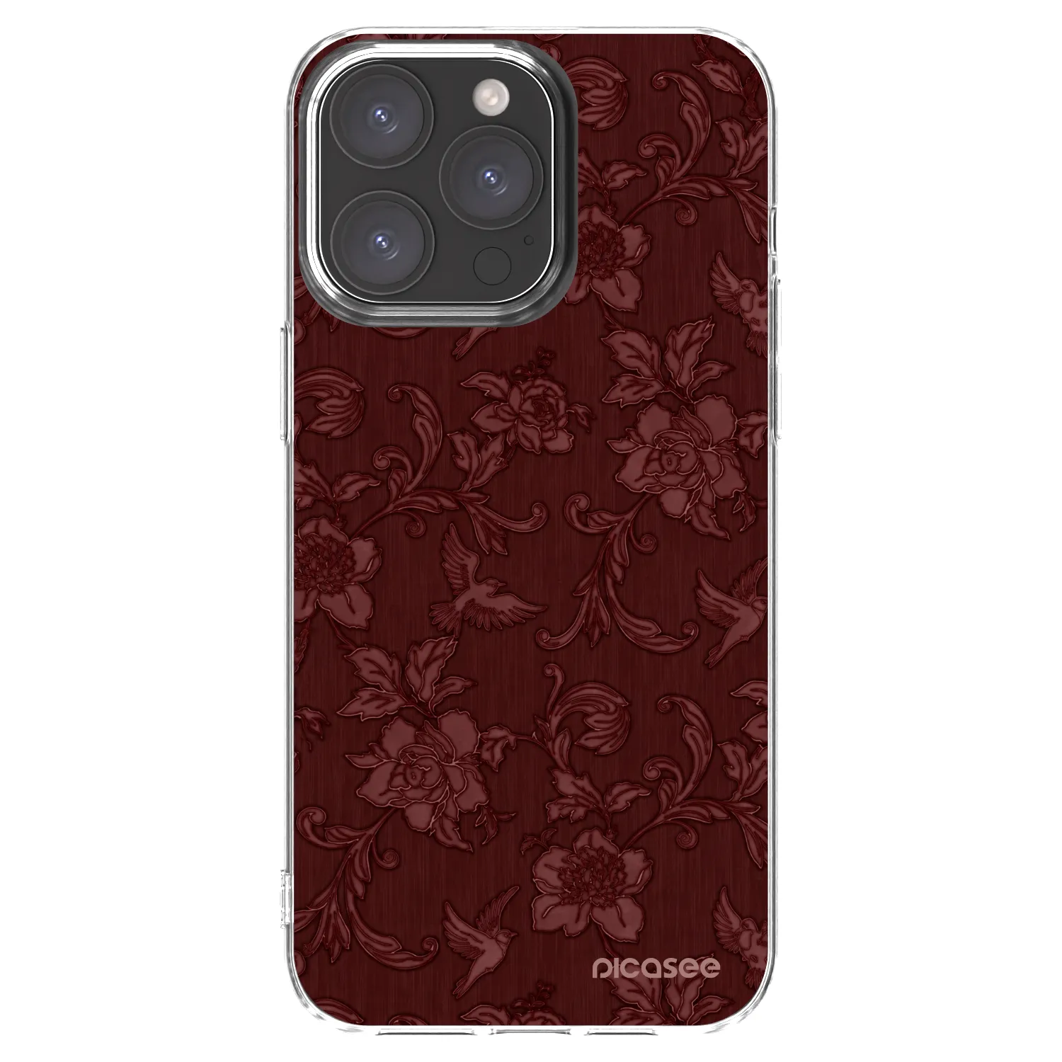 Picasee Apple iPhone 15 Pro Max Hülle - Transparentes Silikon - Red Elegance