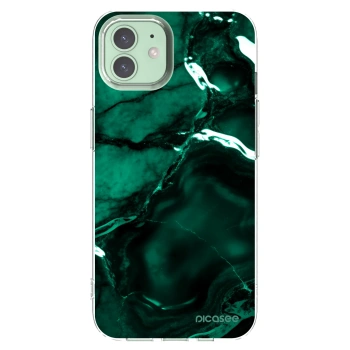 Picasee Apple iPhone 12 Hülle - Transparentes Silikon - Dark emerald