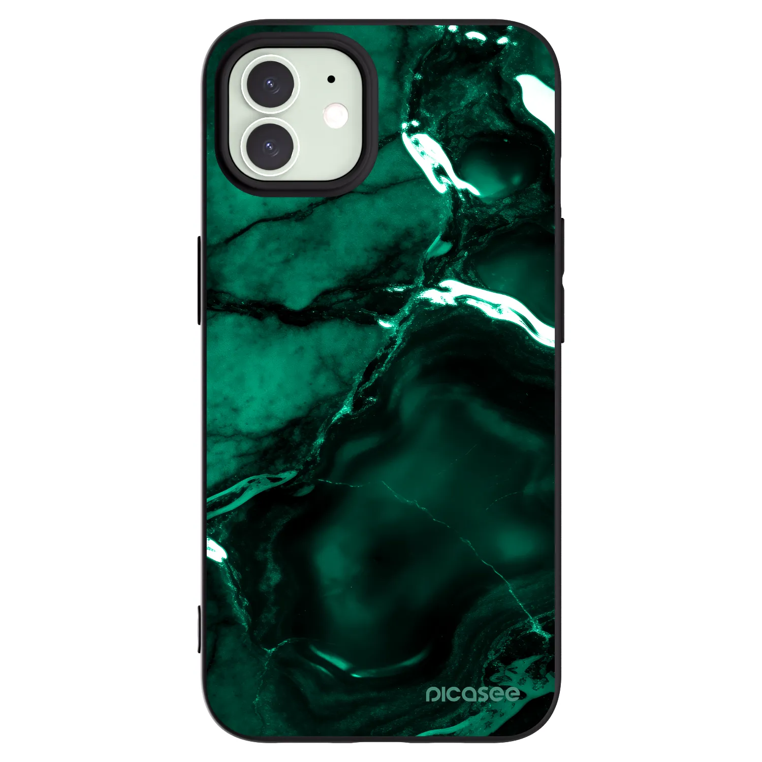 Picasee Apple iPhone 12 Hülle - Schwarzes Silikon - Dark emerald