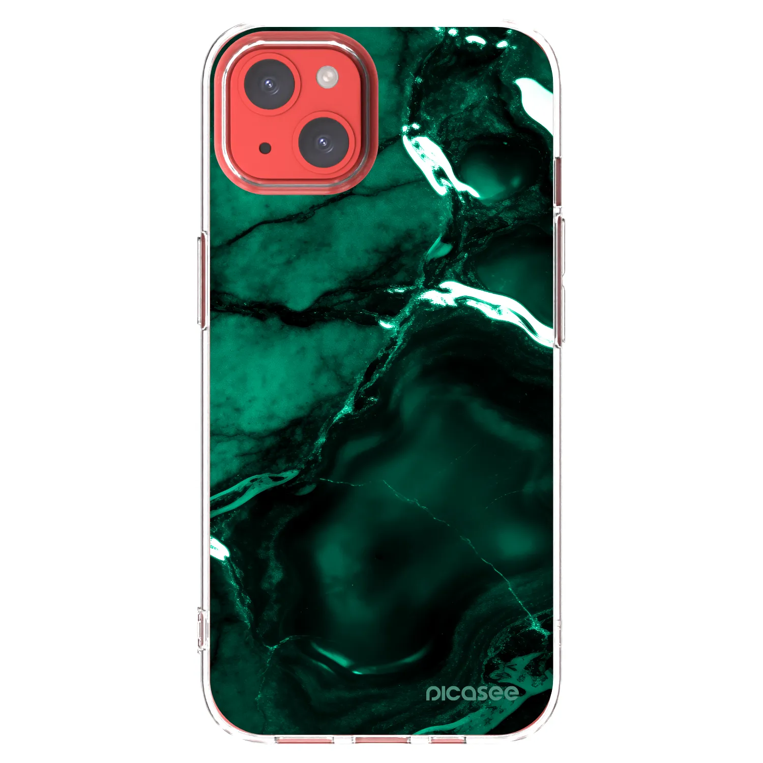 Picasee Apple iPhone 13 Hülle - Transparentes Silikon - Dark emerald