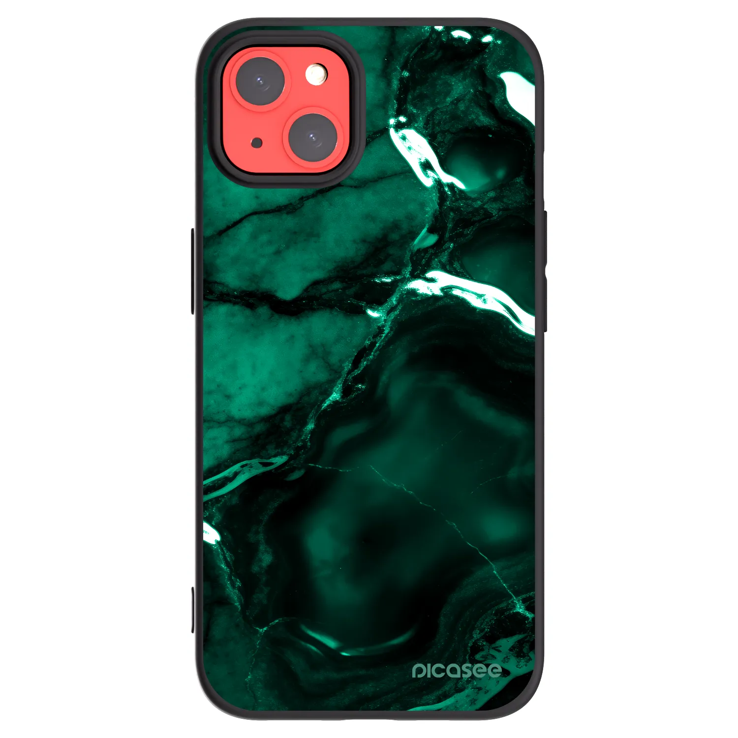 Picasee Apple iPhone 13 Hülle - Schwarzes Silikon - Dark emerald