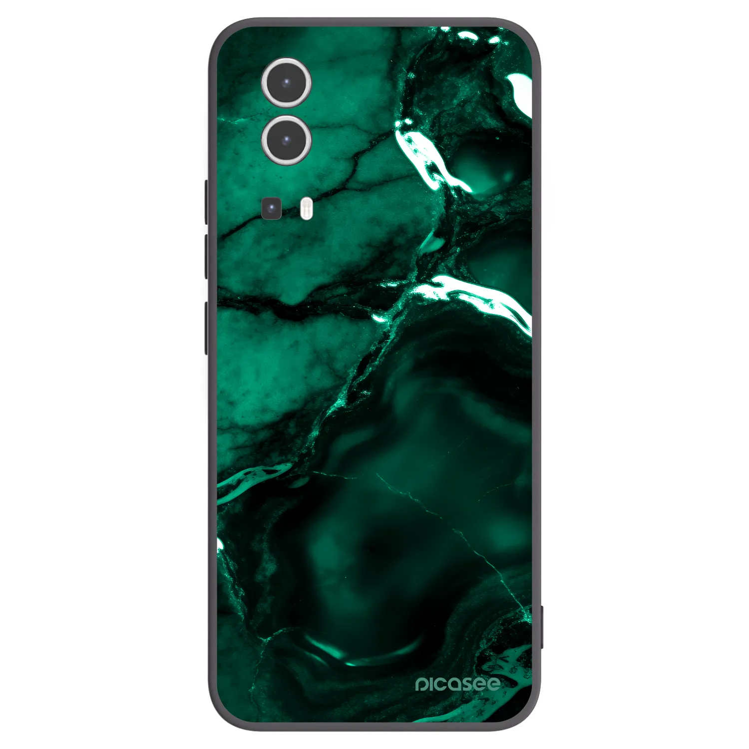 Picasee Vivo Y72 5G Hülle - Schwarzes Silikon - Dark emerald