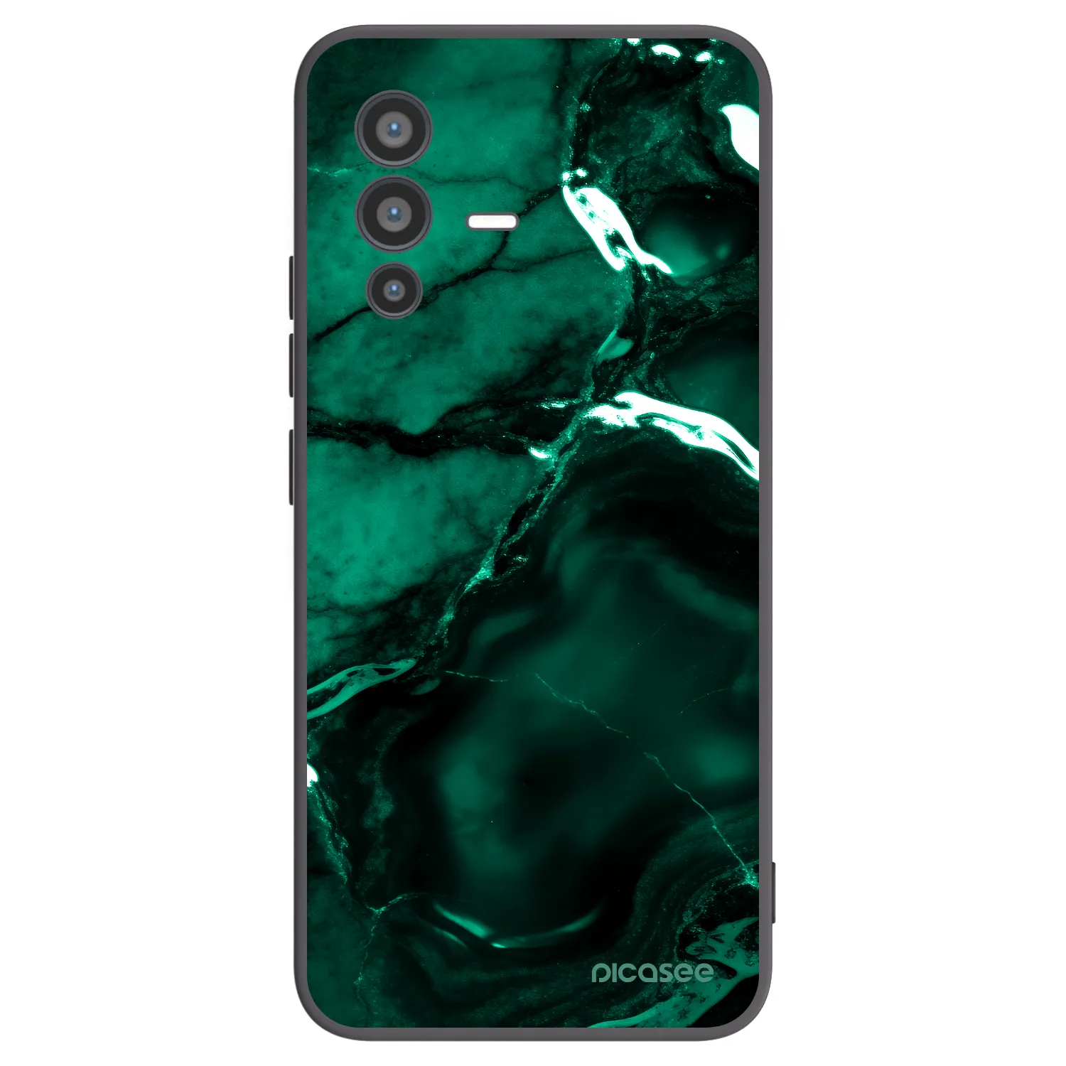 Picasee Vivo V23 5G Hülle - Schwarzes Silikon - Dark emerald