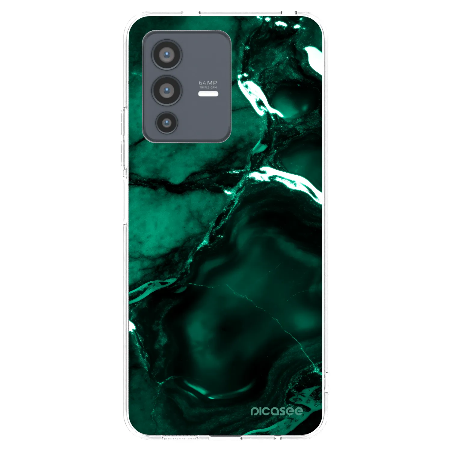 Picasee Vivo V23 5G Hülle - Transparentes Silikon - Dark emerald