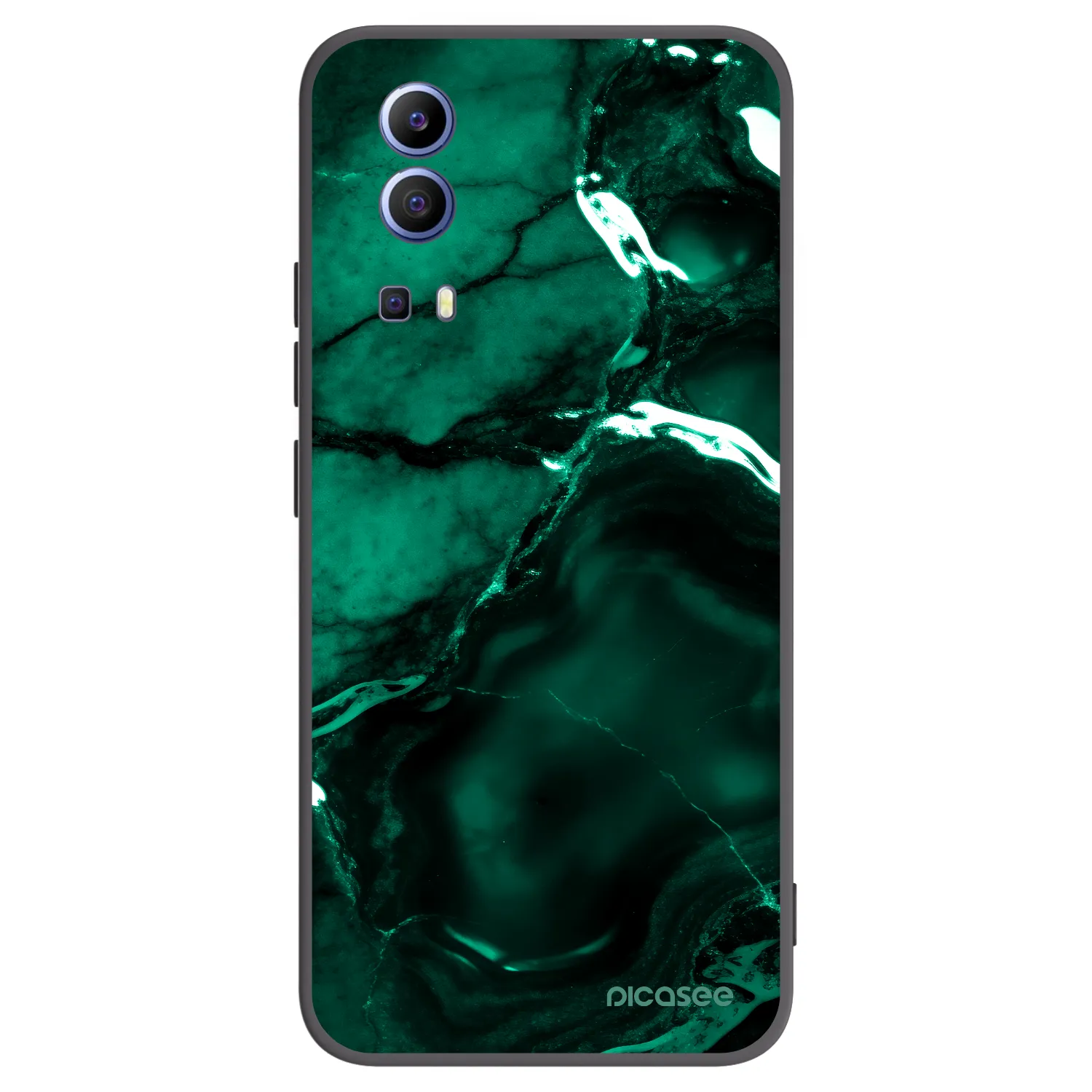 Picasee Vivo Y52 5G Hülle - Schwarzes Silikon - Dark emerald
