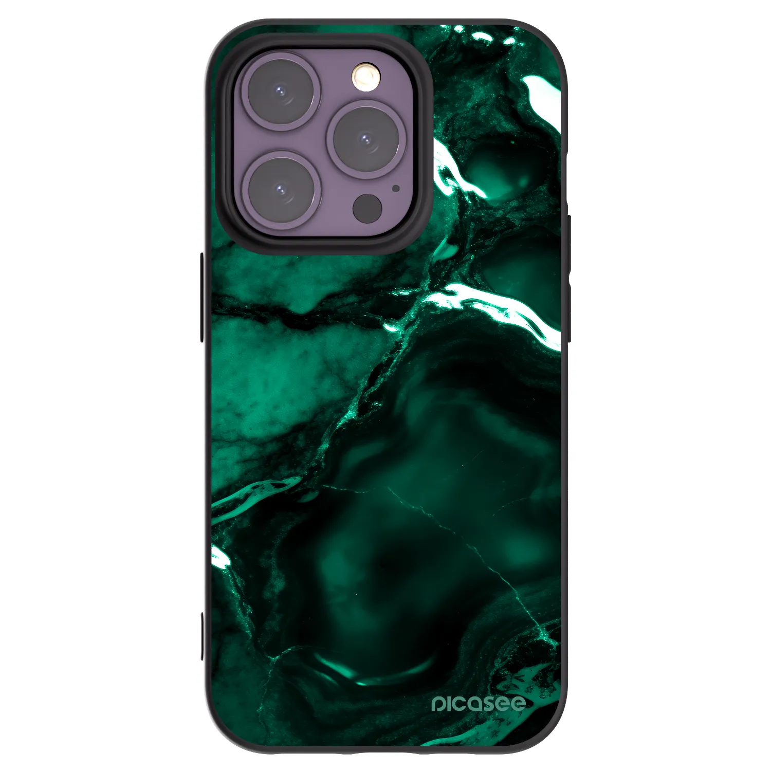 Picasee Apple iPhone 14 Pro Hülle - Schwarzes Silikon - Dark emerald