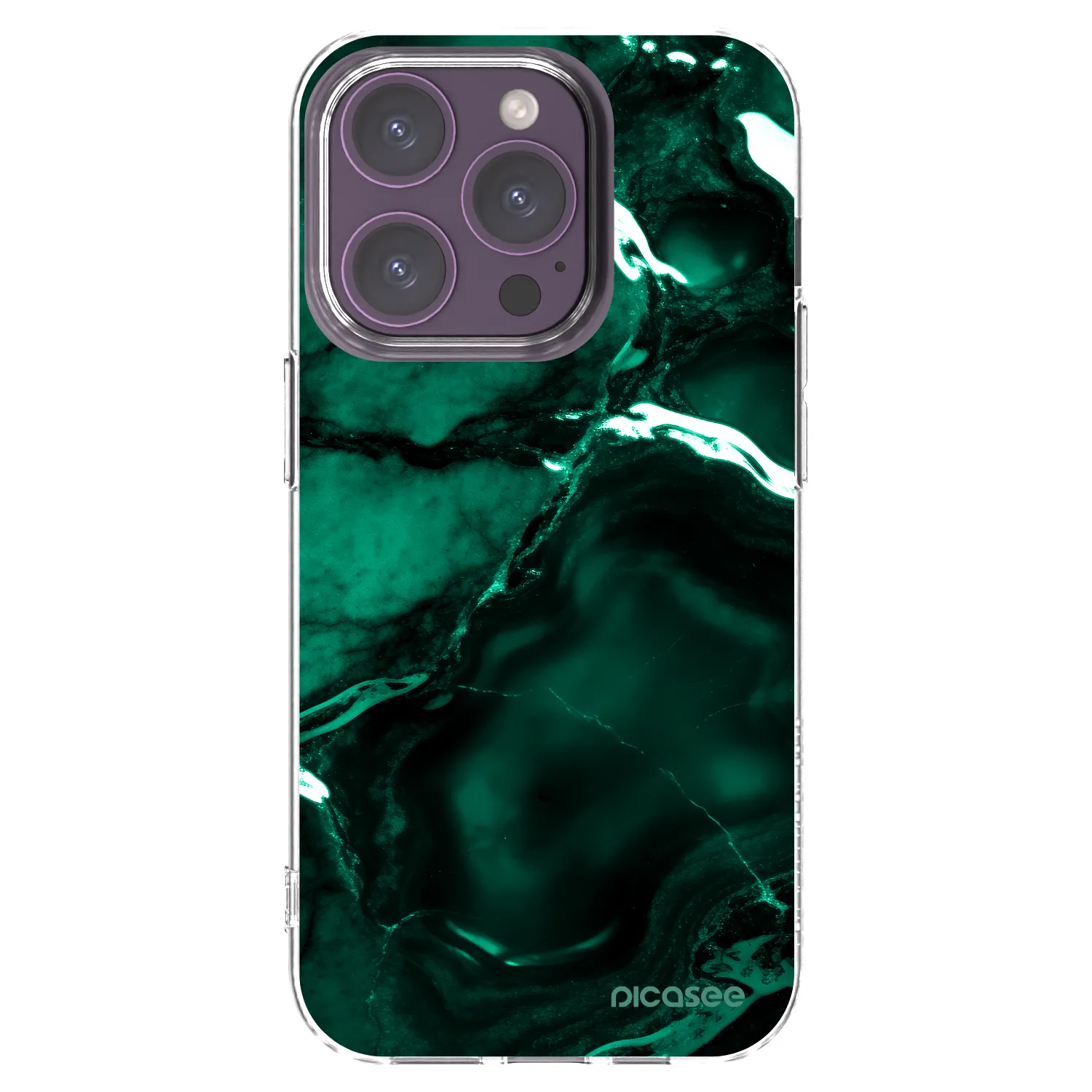 Picasee Apple iPhone 14 Pro Hülle - Transparentes Silikon - Dark emerald