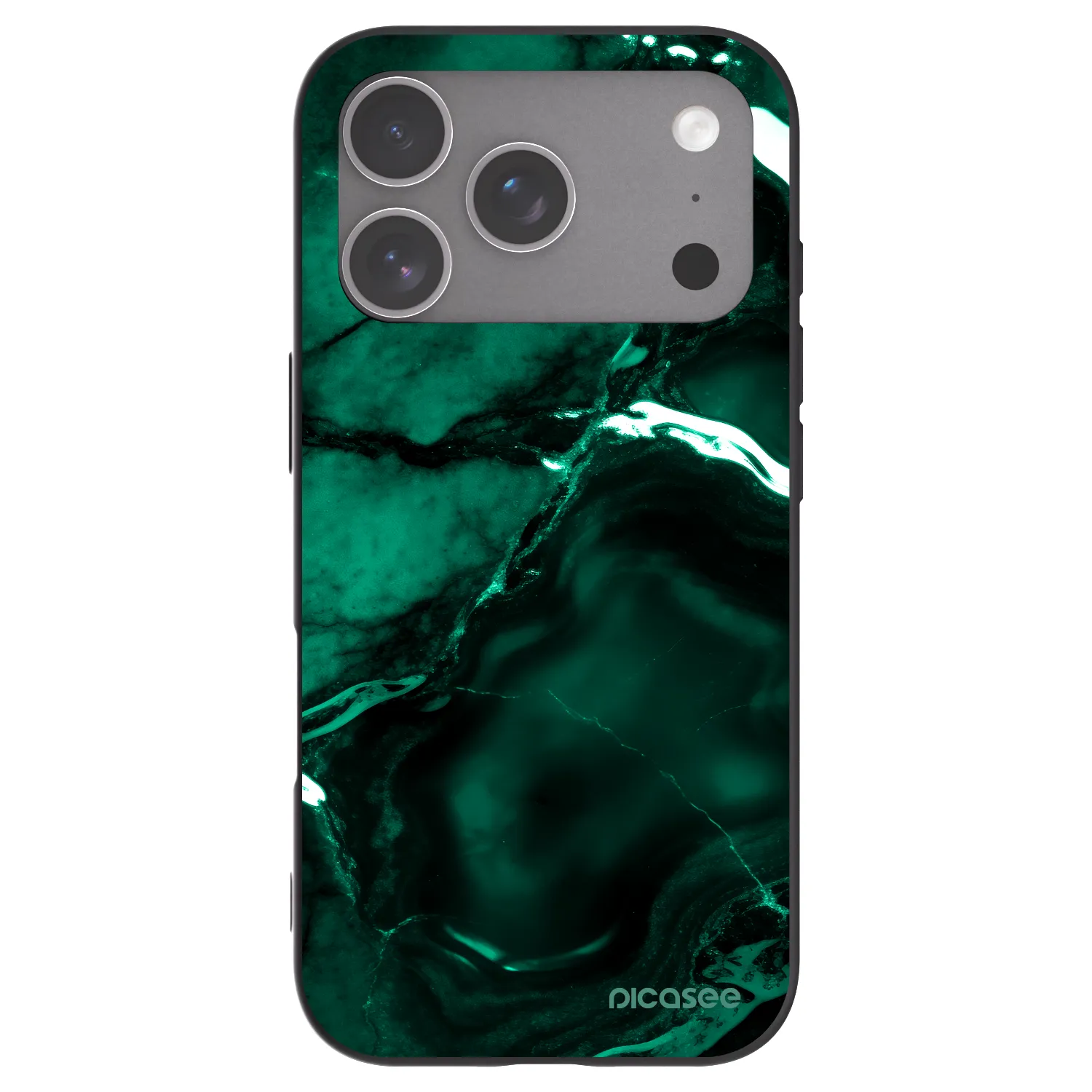 Picasee Apple iPhone 18 Pro Hülle - Schwarzes Silikon - Dark emerald
