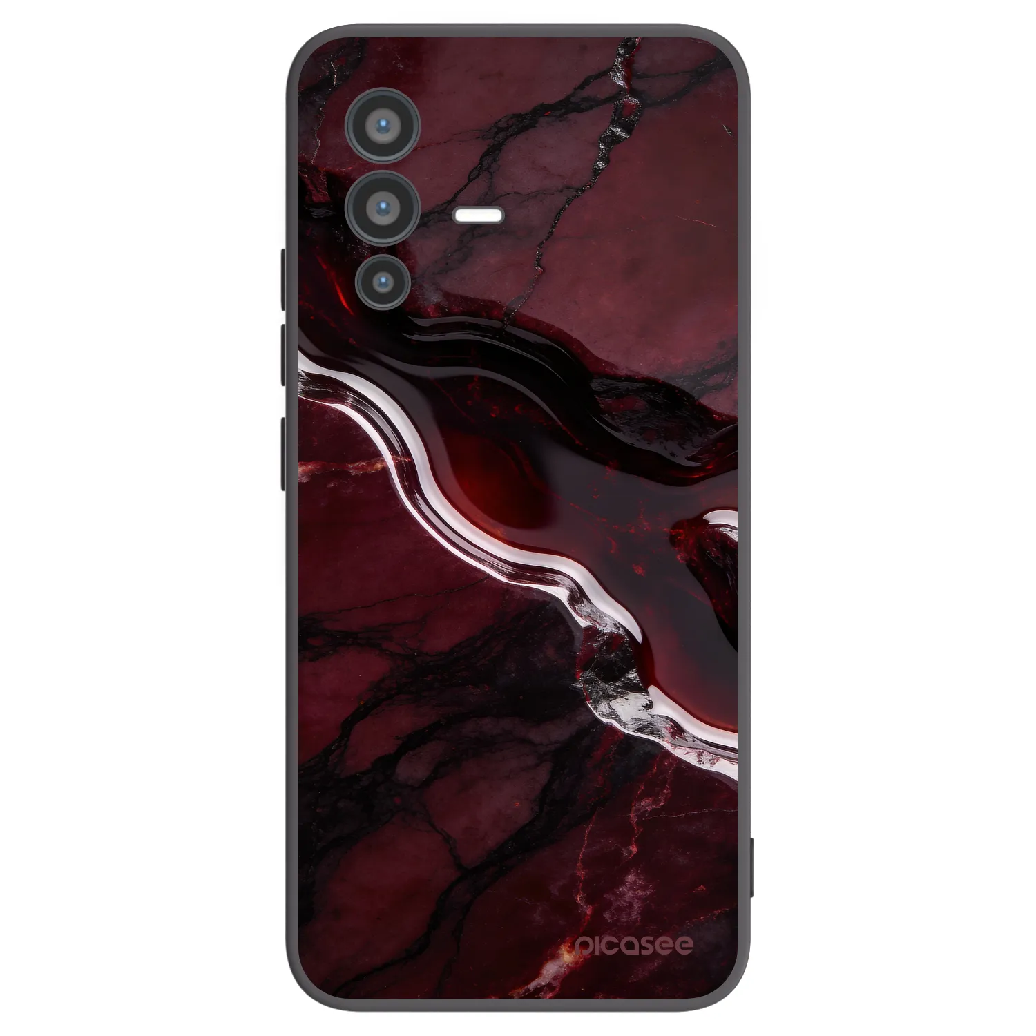 Picasee Vivo V23 5G Hülle - Schwarzes Silikon - Cherry stone