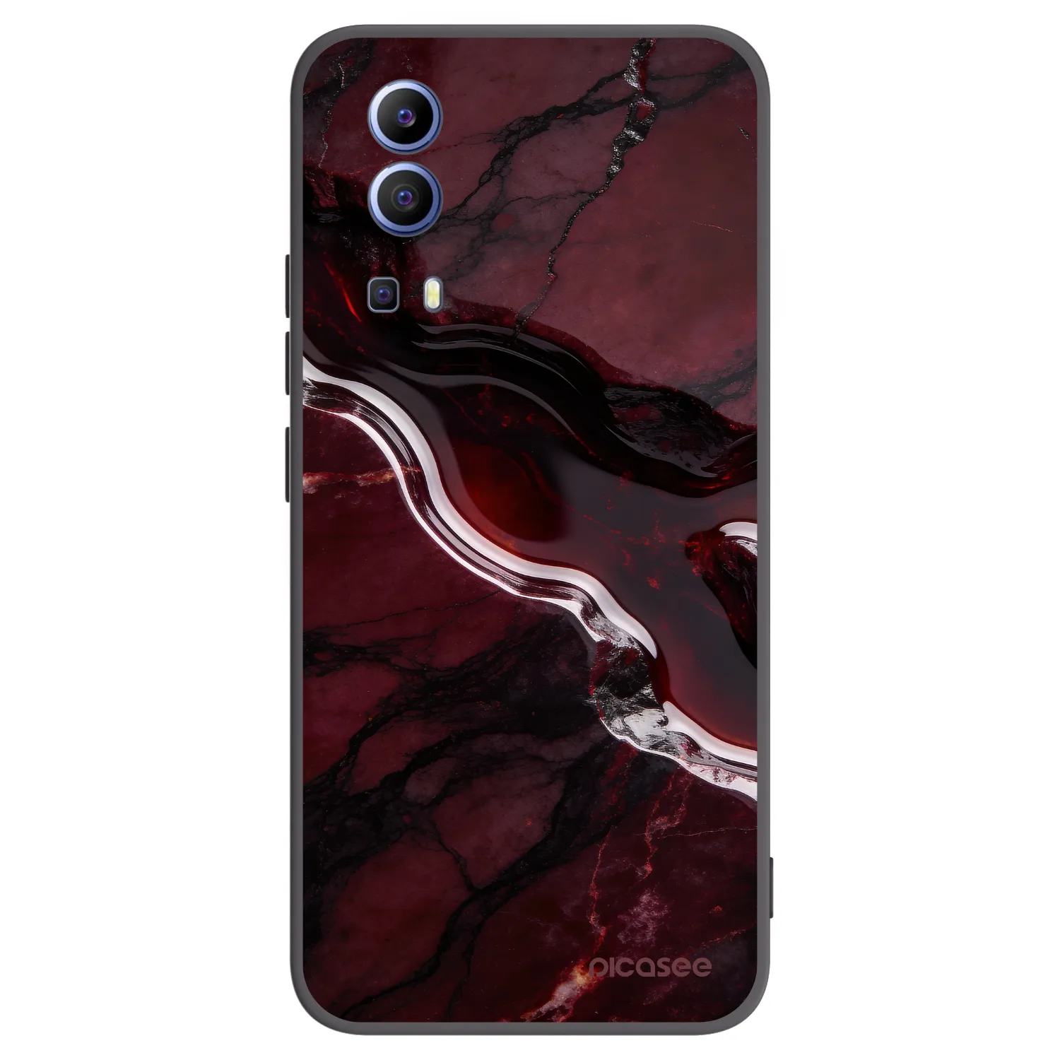 Picasee Vivo Y52 5G Hülle - Schwarzes Silikon - Cherry stone