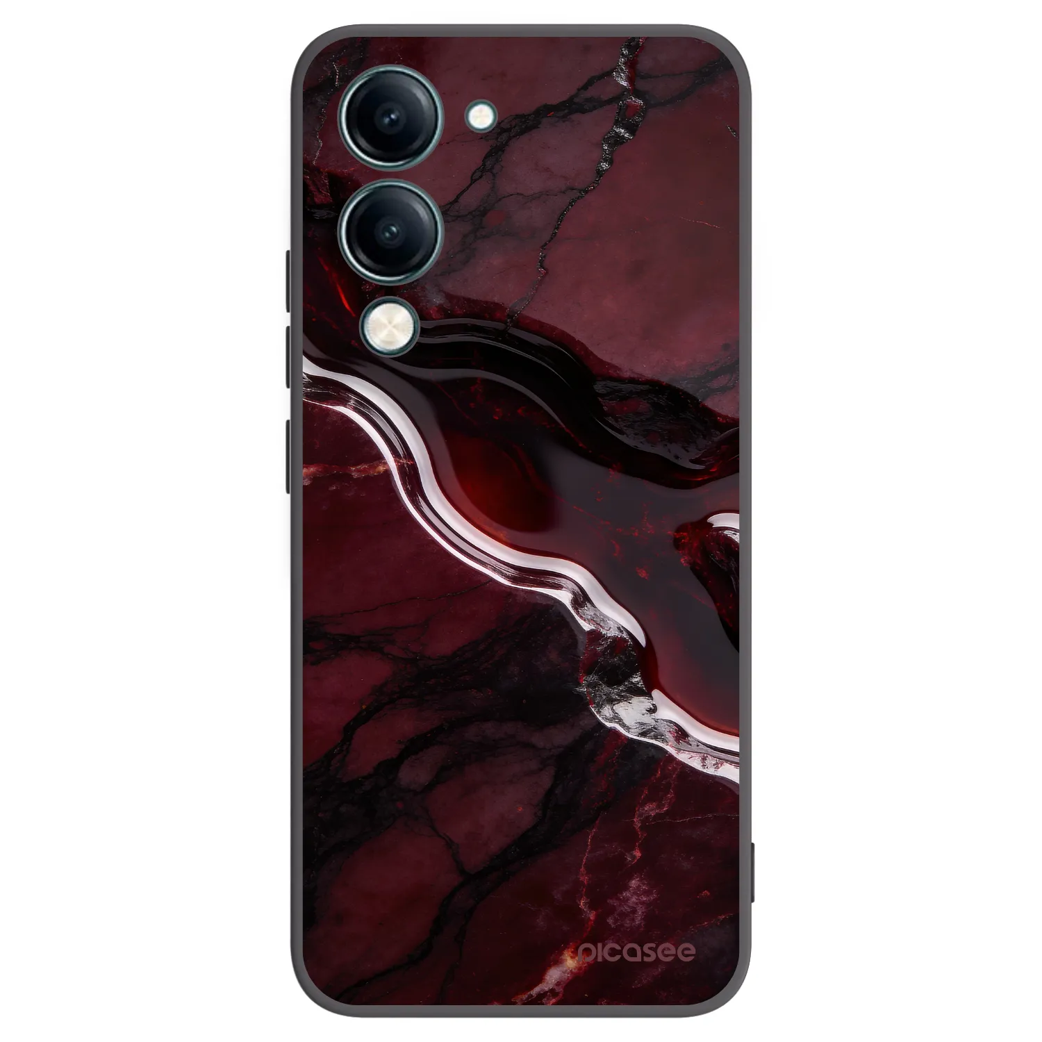Picasee Vivo Y29s 5G Hülle - Schwarzes Silikon - Cherry stone