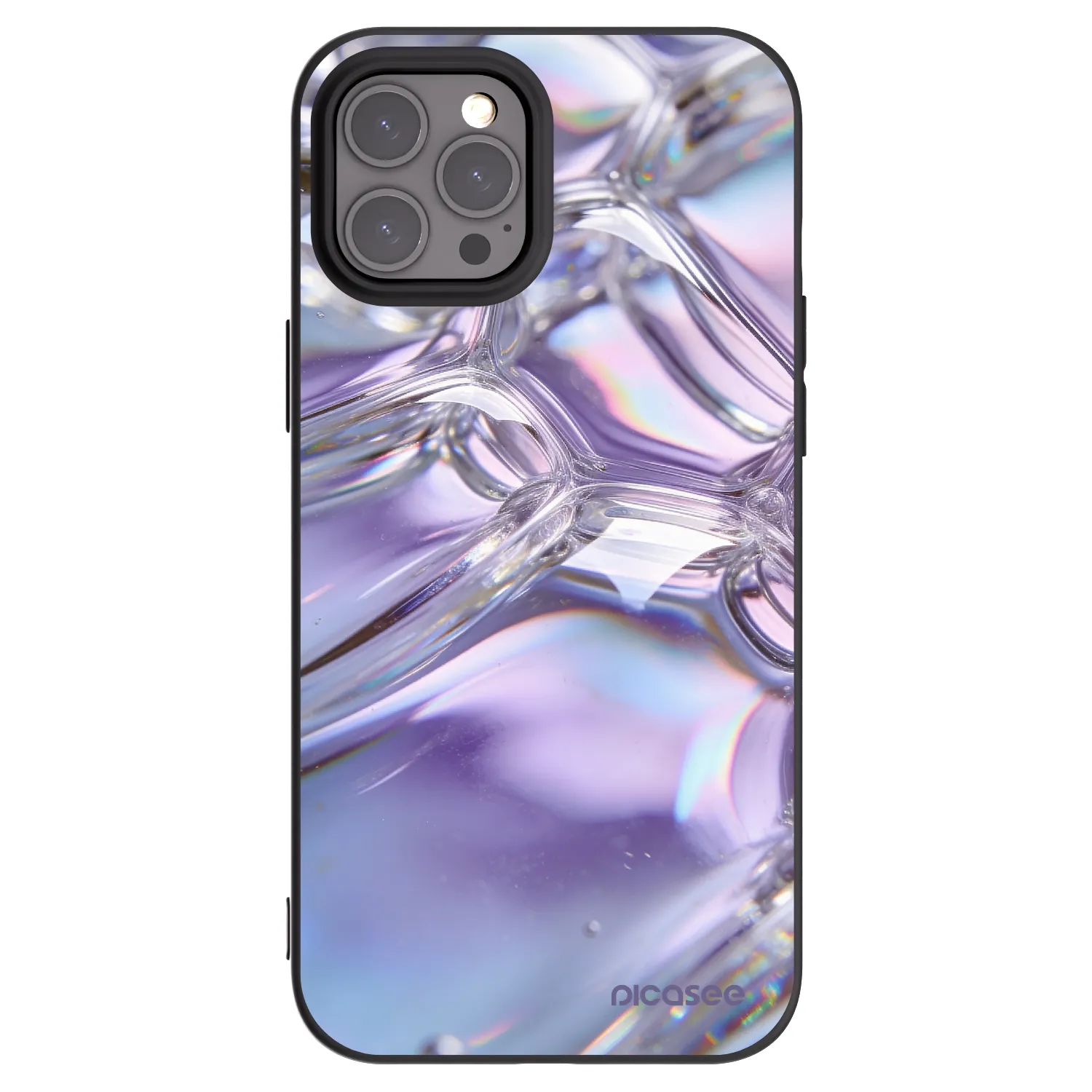 Picasee Apple iPhone 12 Pro Max Hülle - Schwarzes Silikon - Iridescent bubbles