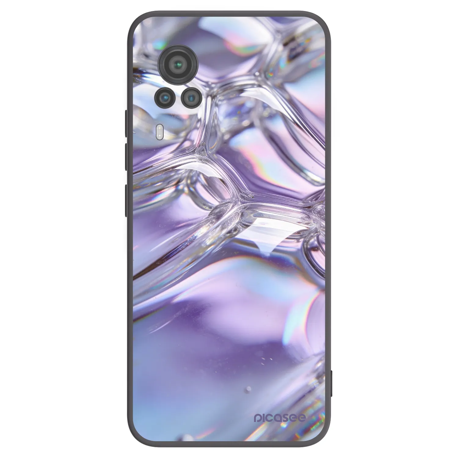 Picasee Vivo X60 Pro 5G Hülle - Schwarzes Silikon - Iridescent bubbles