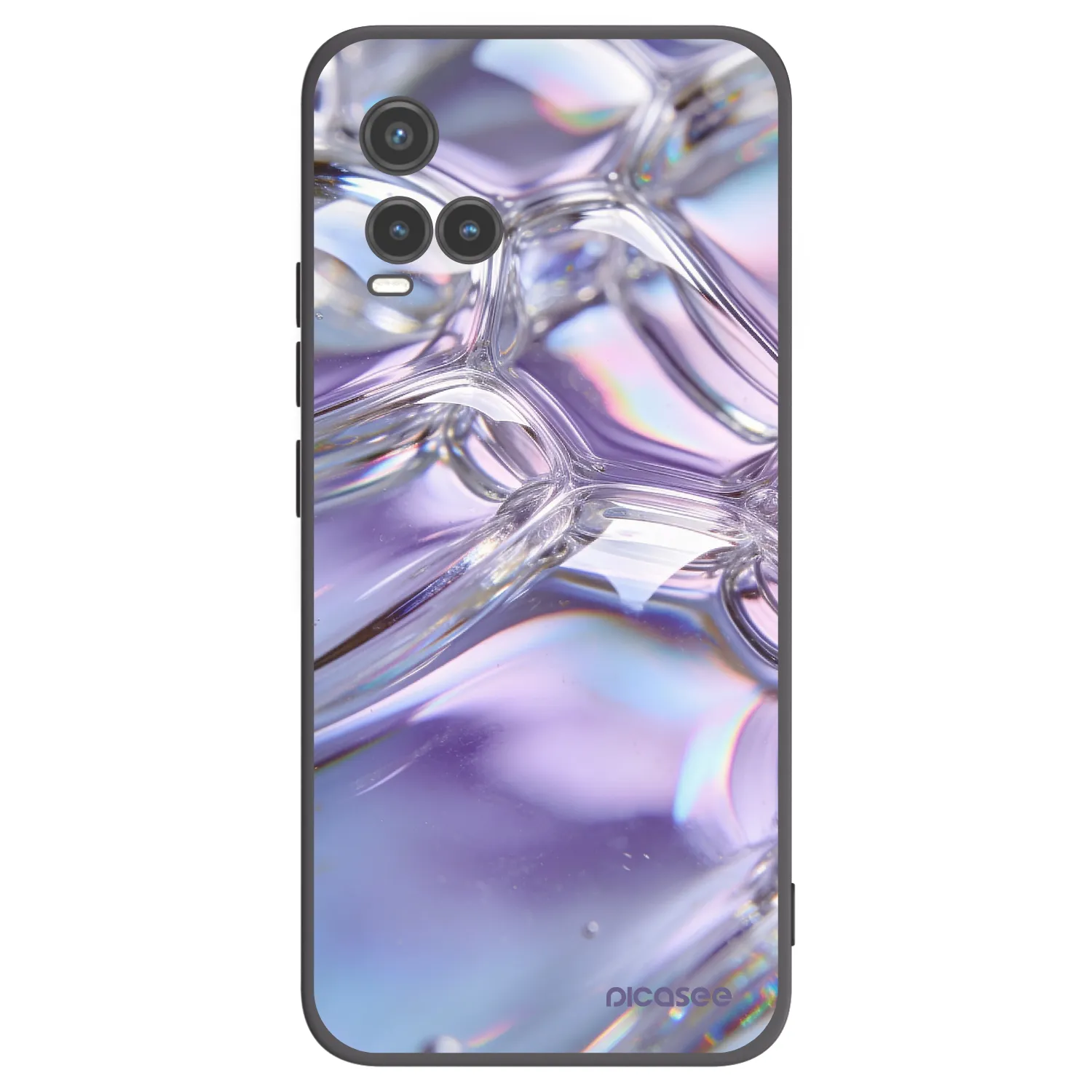 Picasee Vivo Y33s Hülle - Schwarzes Silikon - Iridescent bubbles