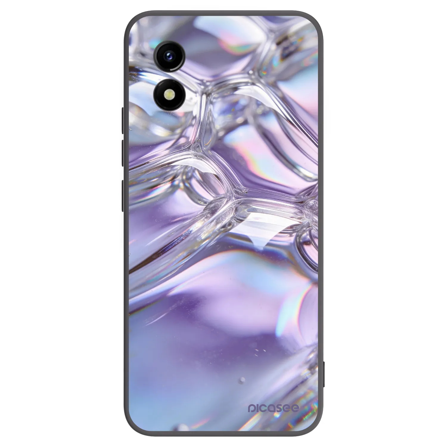 Picasee Vivo Y01 Hülle - Schwarzes Silikon - Iridescent bubbles