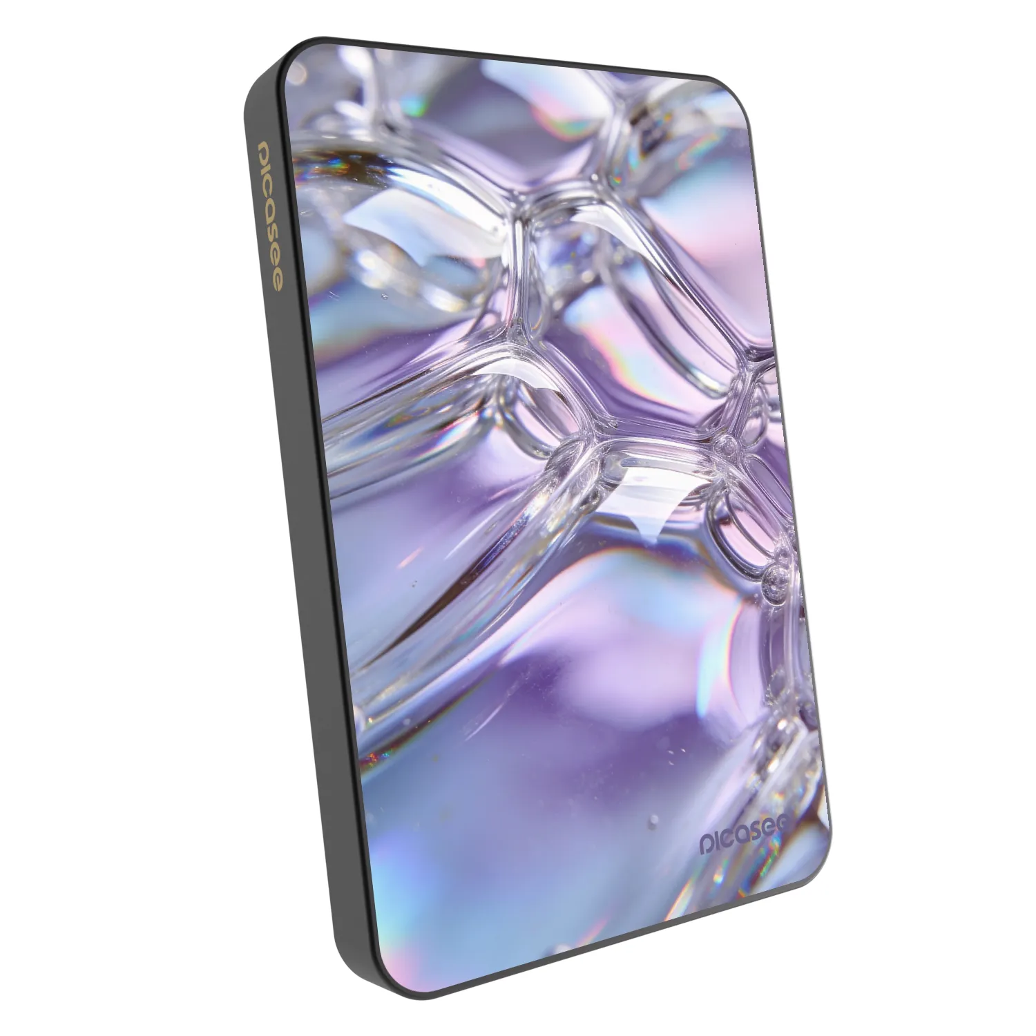 Picasee Powerbank mit MagSafe 5 000 mAh Grau - Iridescent bubbles