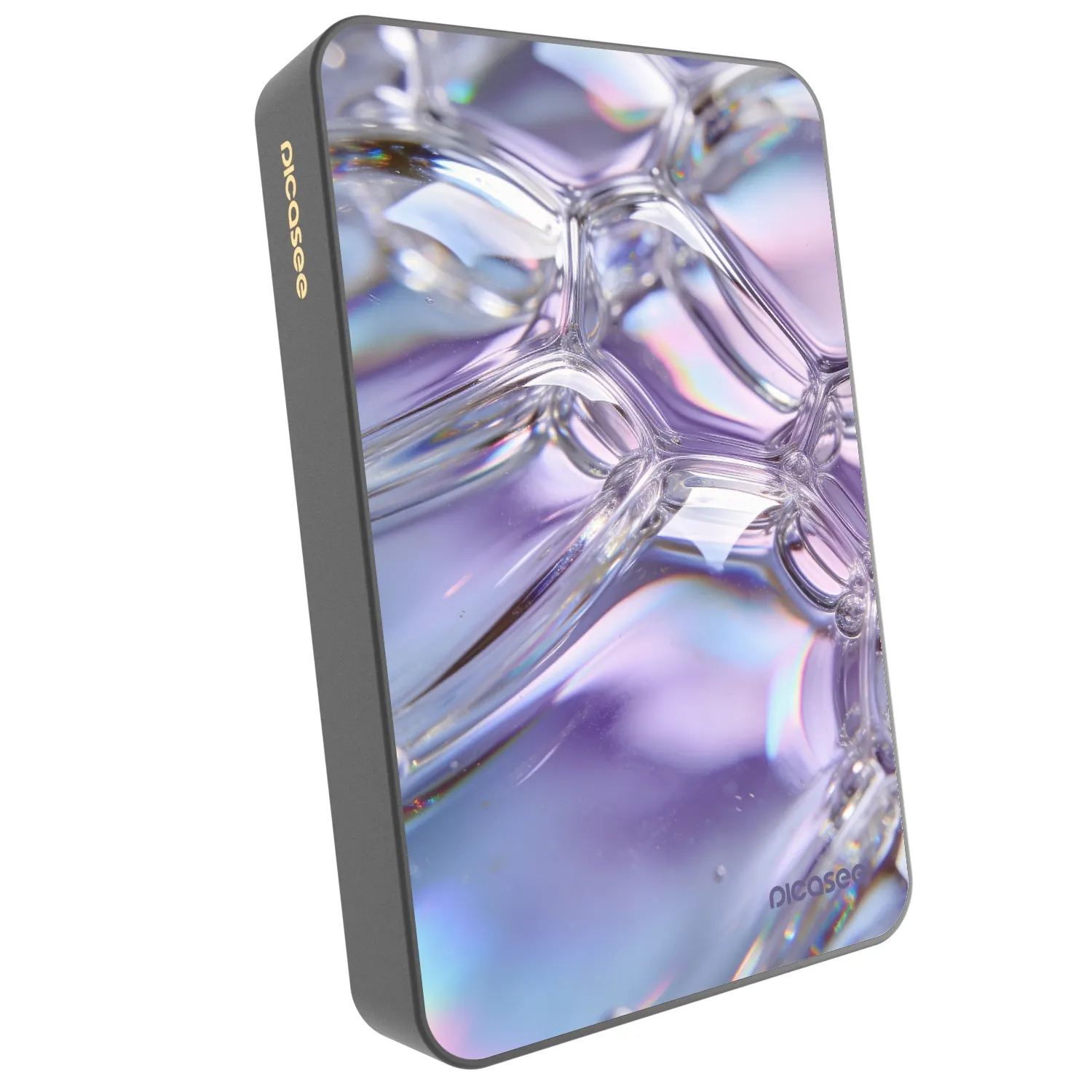 Picasee Powerbank mit MagSafe 10 000 mAh Grau - Iridescent bubbles