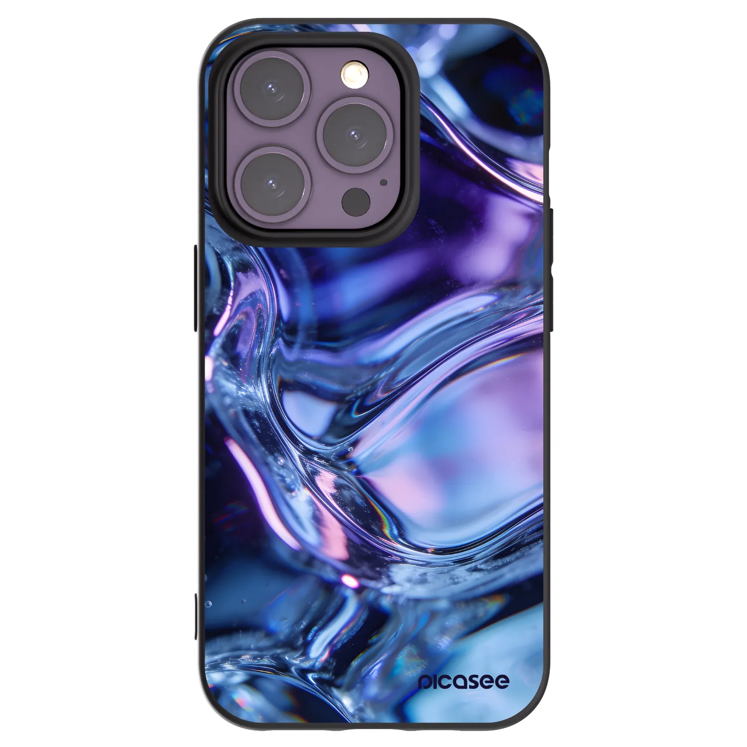 Picasee Apple iPhone 14 Pro Hülle - Schwarzes Silikon - Iris liquid