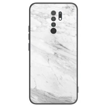 Picasee Xiaomi Redmi 9 Hülle - Schwarzes Silikon - White marble